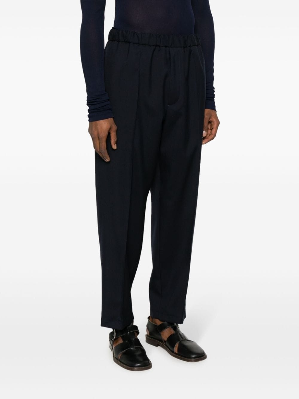 elasticated-waistband cotton trousers - 3