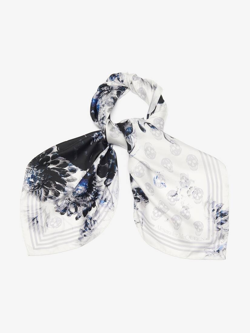 スカーフ Chiaroscuro Biker Scarf - Alexander McQueen - Twill - Grey Alexander McQueen Women's Chiaroscuro Biker Foulard in Ivory