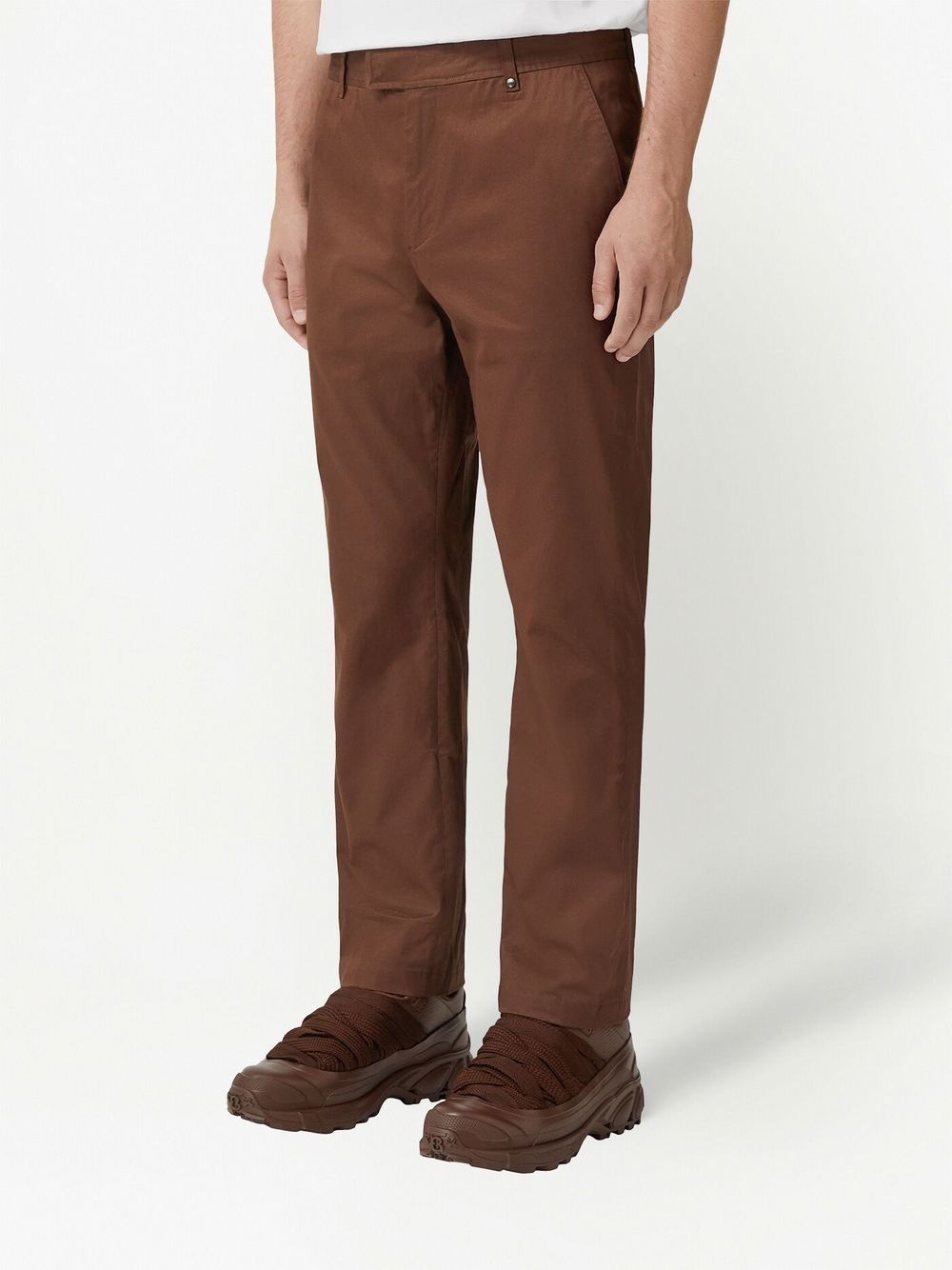 embroidered-logo straight-leg chinos - 3