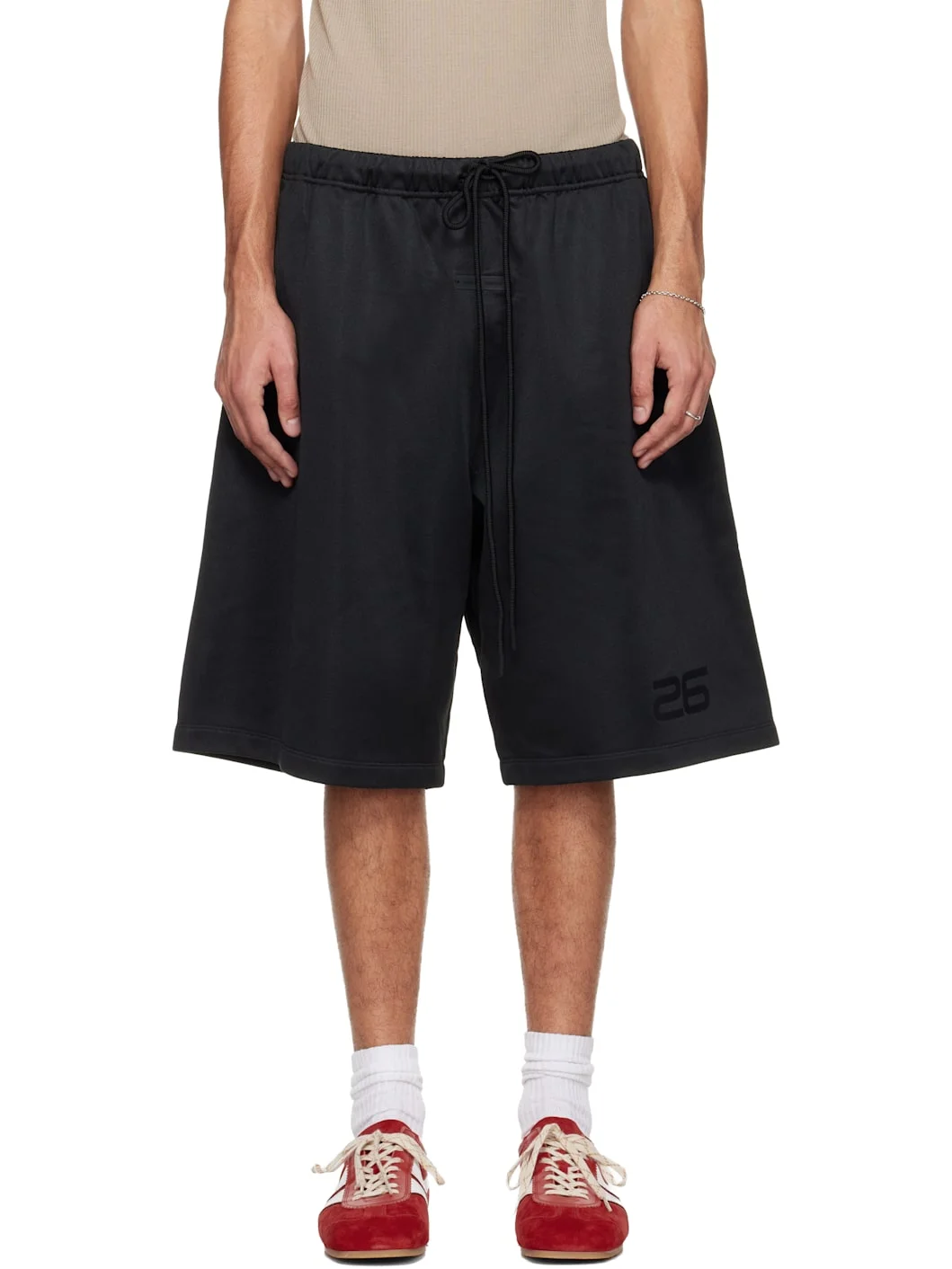 Black Holiday Satin Fleece Relaxed Shorts - 1