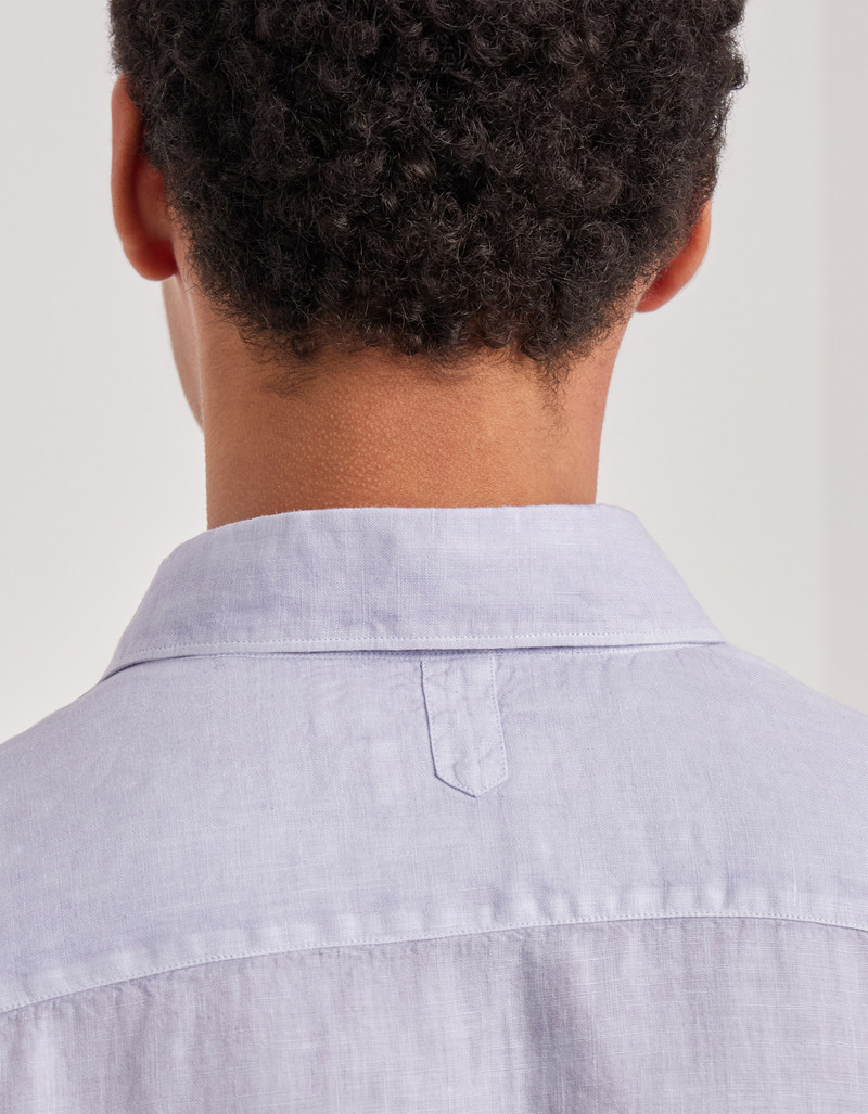 LILAC GARMENT-DYED LINEN REGULAR-FIT SHIRT WITH NARROW POINTED COLLAR 4