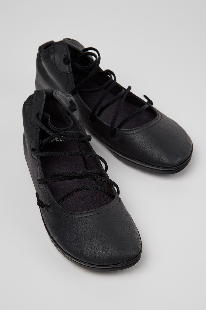 Right Black Leather Ankle Boots for Women. 2