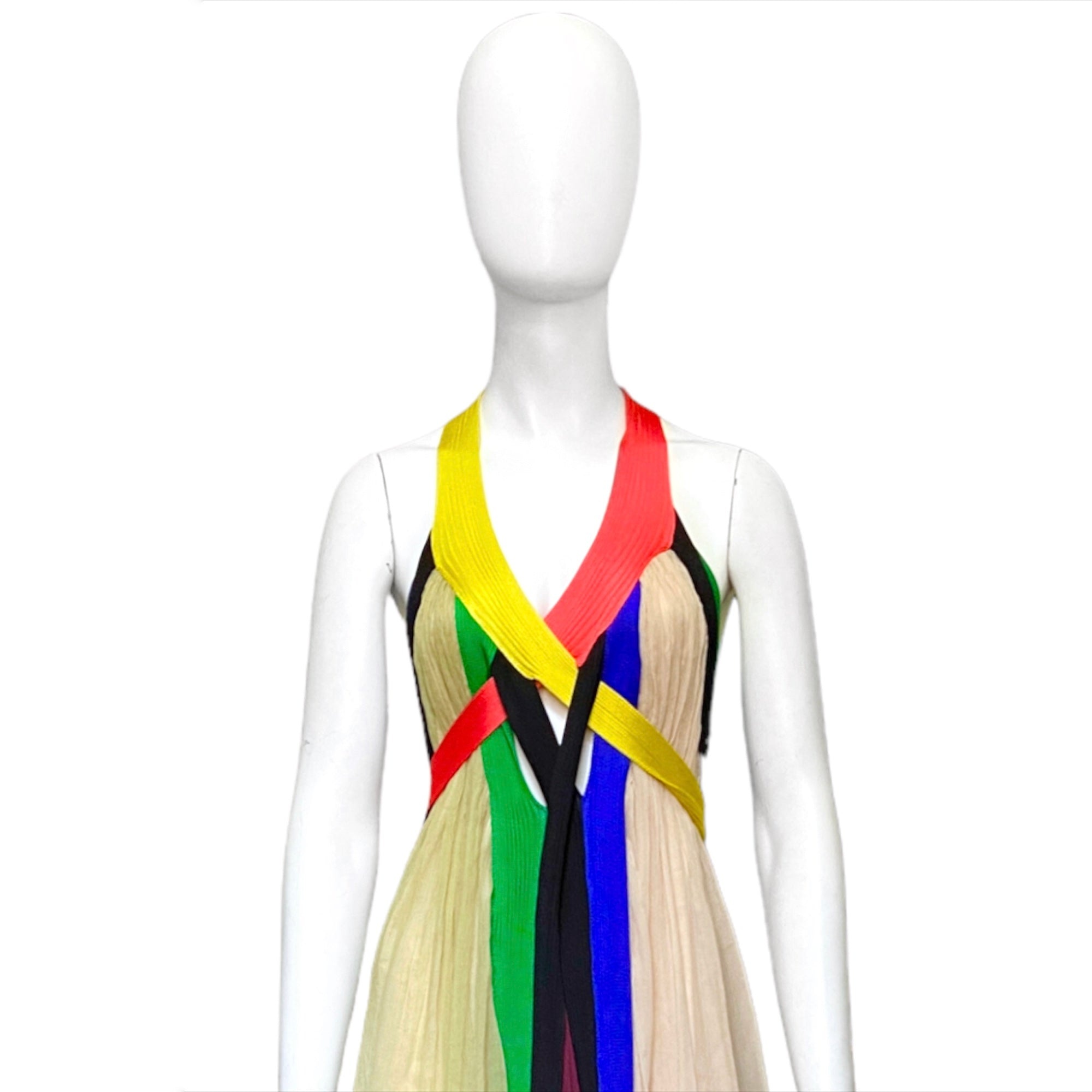 Jean Paul Gaultier Spring 2009 Sex And The City 2 Rainbow Plunging Neckline Cutout Open Back Maxi Dr - 8