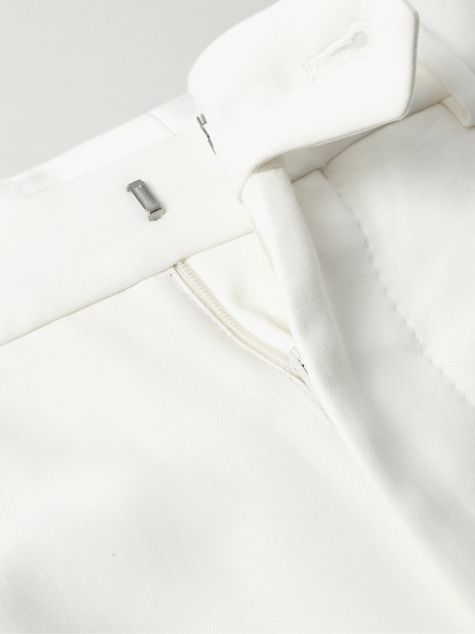 Slim-Fit Pleated Cotton-Twill Suit Trousers White - 6