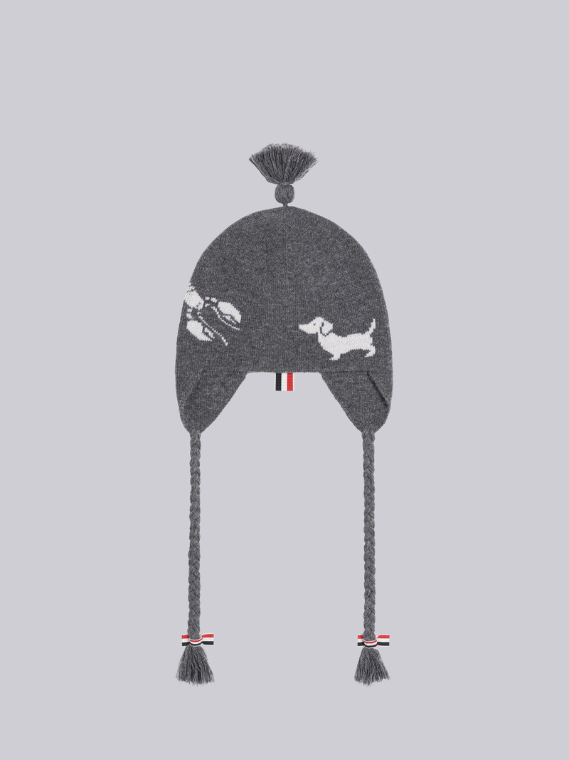 Double Face Merino Bow Jacquard Earflap Beanie 1