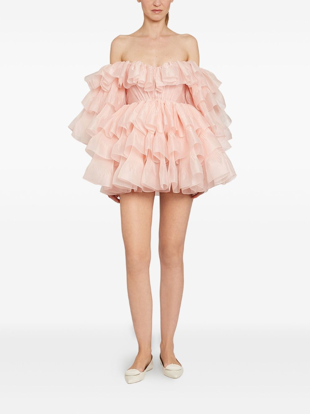 ruffled off-shoulder mini dress - 2