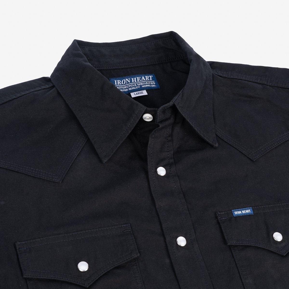 IHSH-394-BLK 7oz Fatigue Cloth Western Shirt - Black - 8