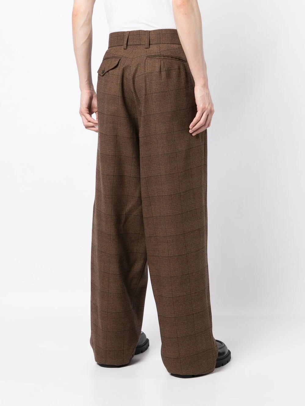 plaid check-pattern wide-leg trousers - 4