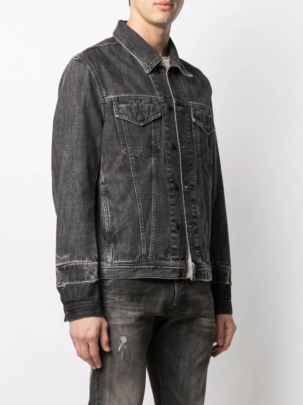 marble-wash denim jacket - 3