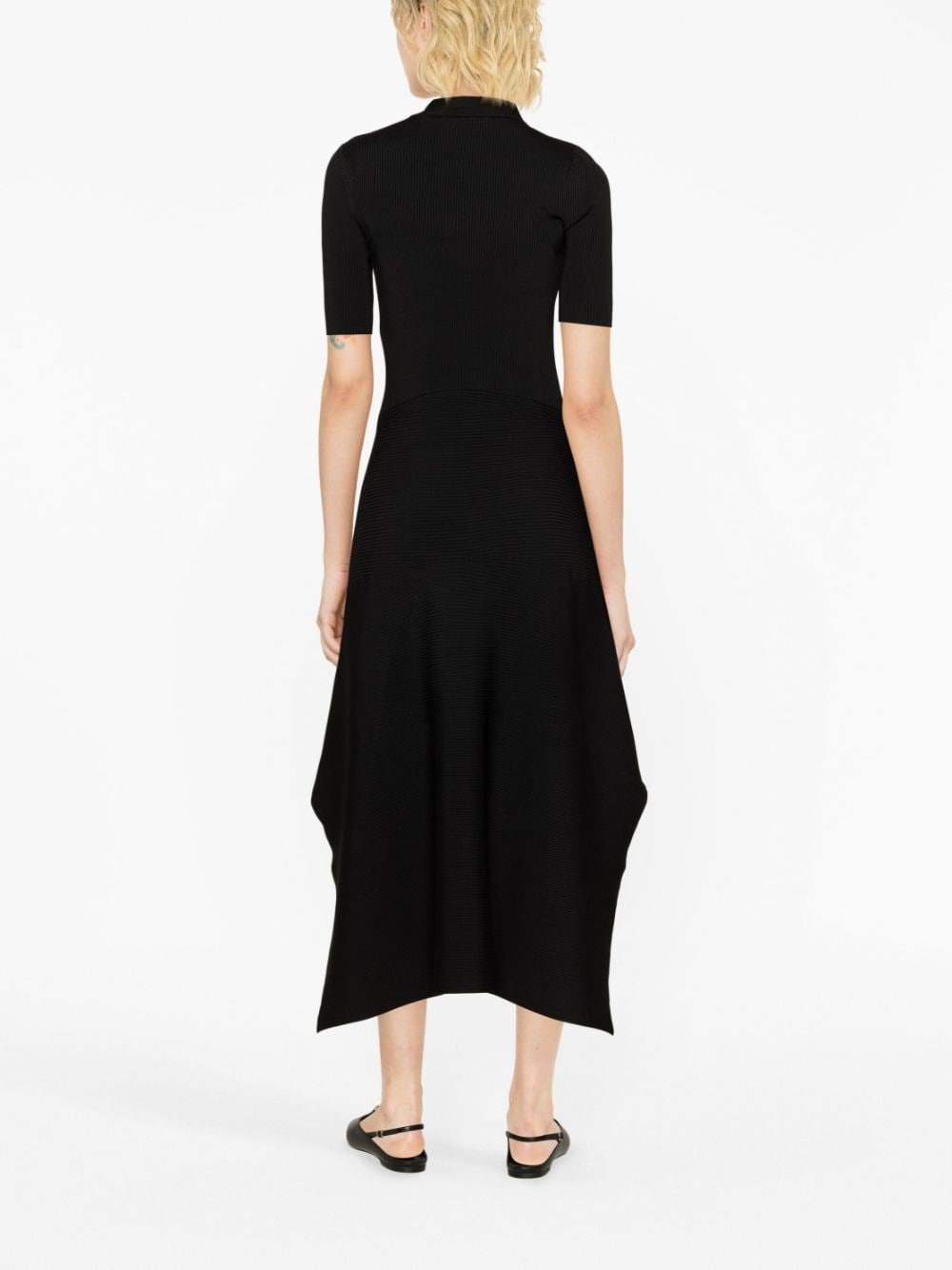 asymmetric ribbed-knit dress - 4