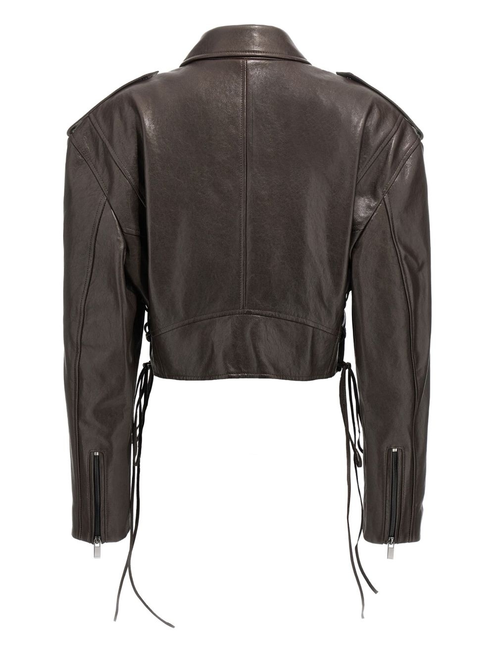 19 side-zip lace-up leather jacket - 2