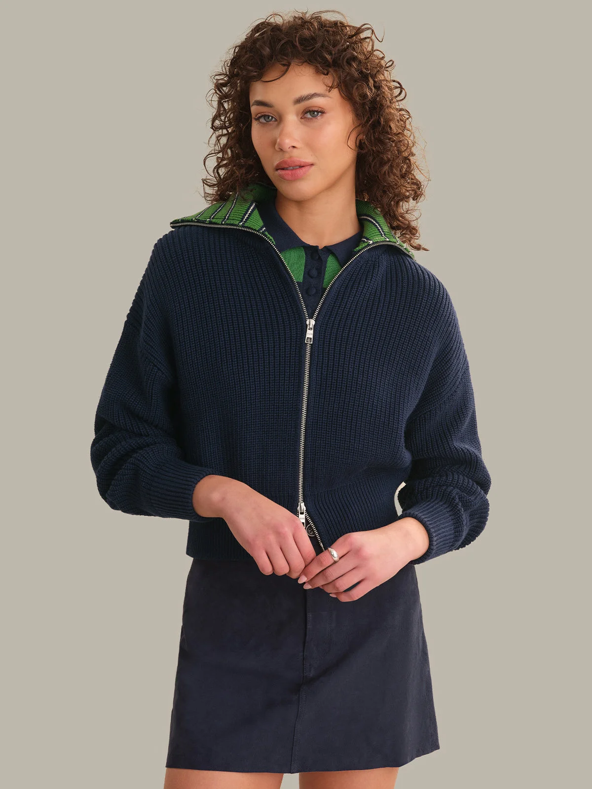 Antonia Zip Jacket With Internal Stripe - 1