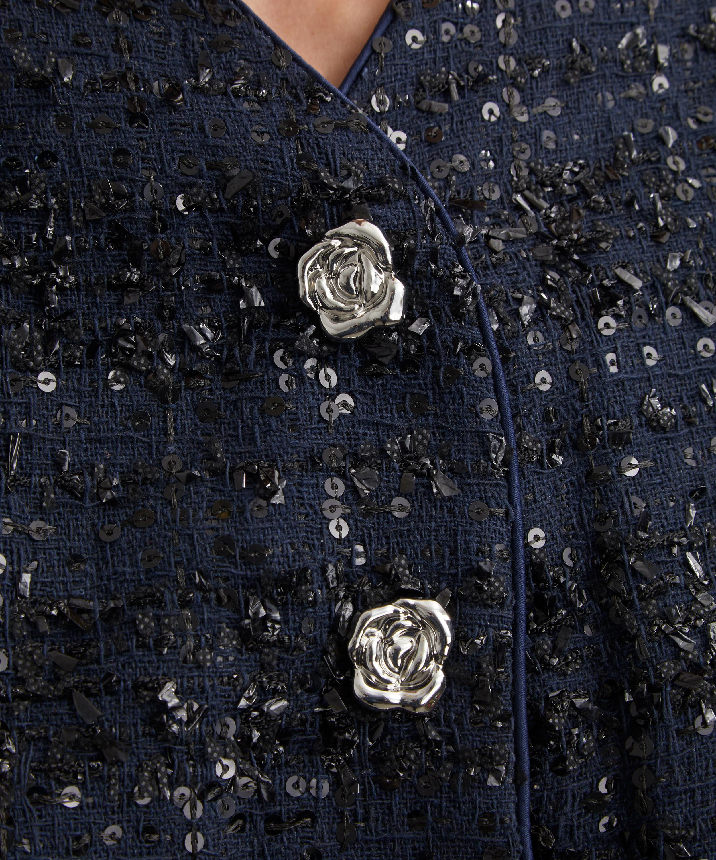 Bouclé Short Dark Blue Jacket - 5