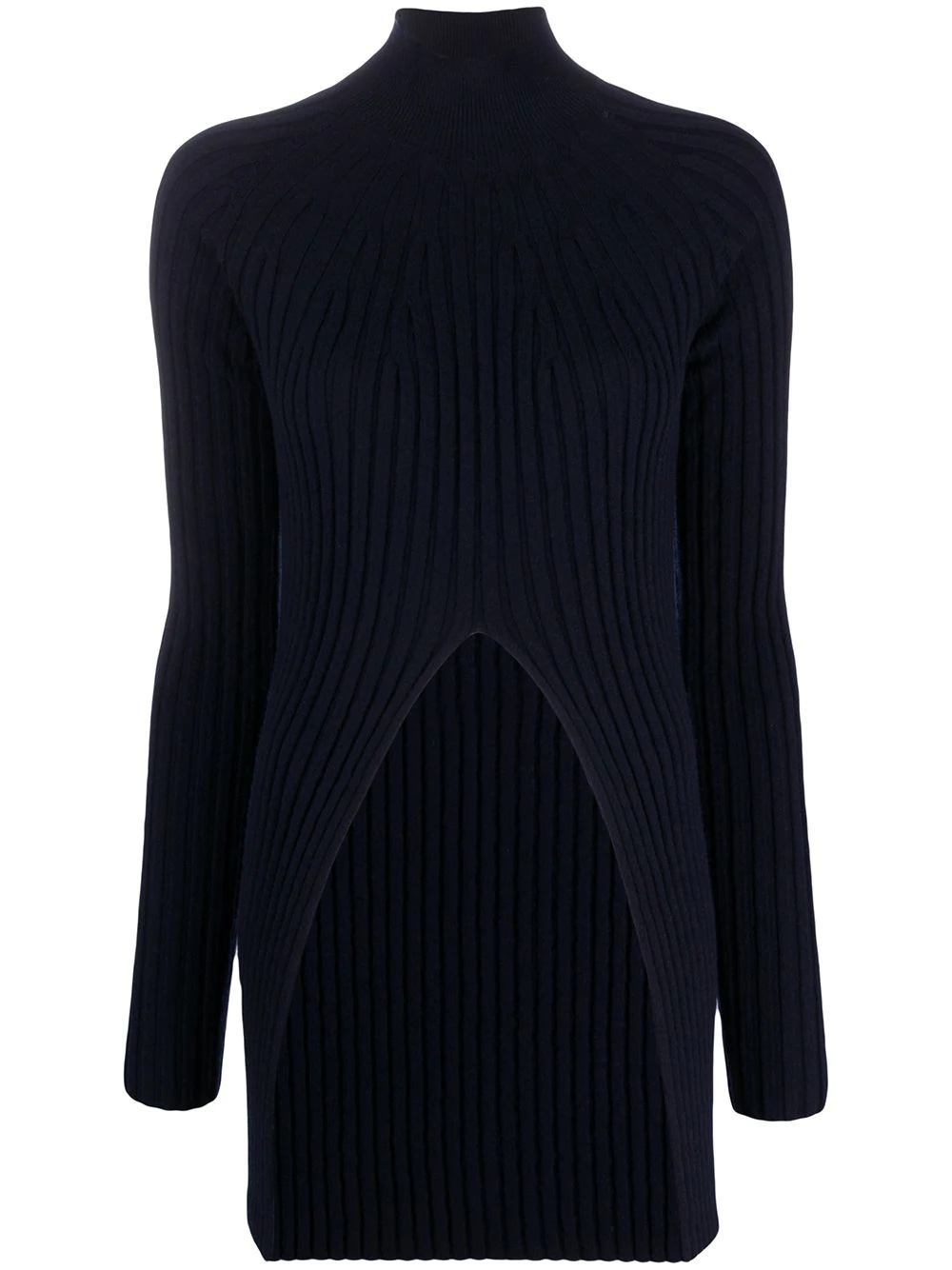 front slit ribbed knit jumper - 1