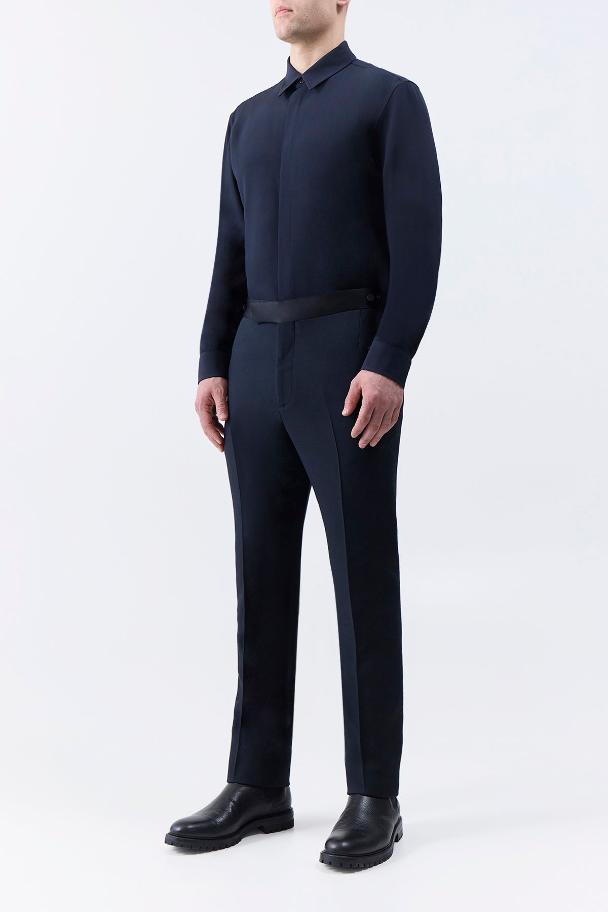 Simons Pant in Black Silk Wool Cady - 4