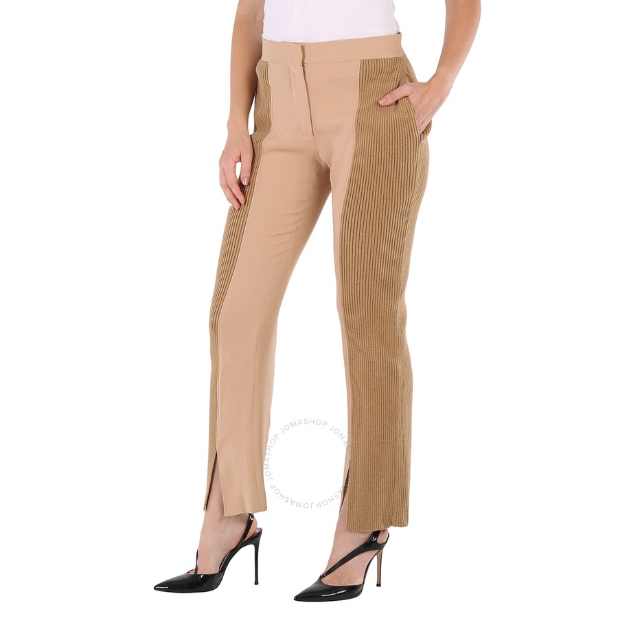 Burberry Ladies Soft Fawn Wide Leg Smart Trousers - 5