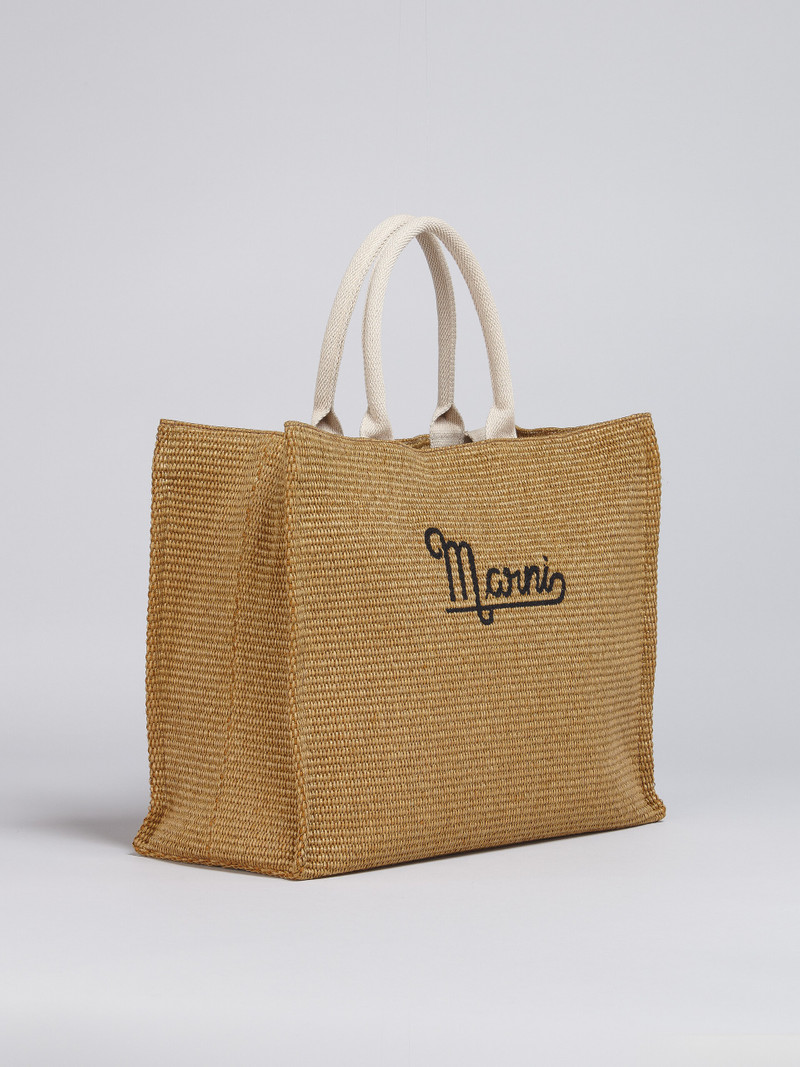 EMBROIDERED LOGO RAFFIA SUMMER SHOPPING BAG 5