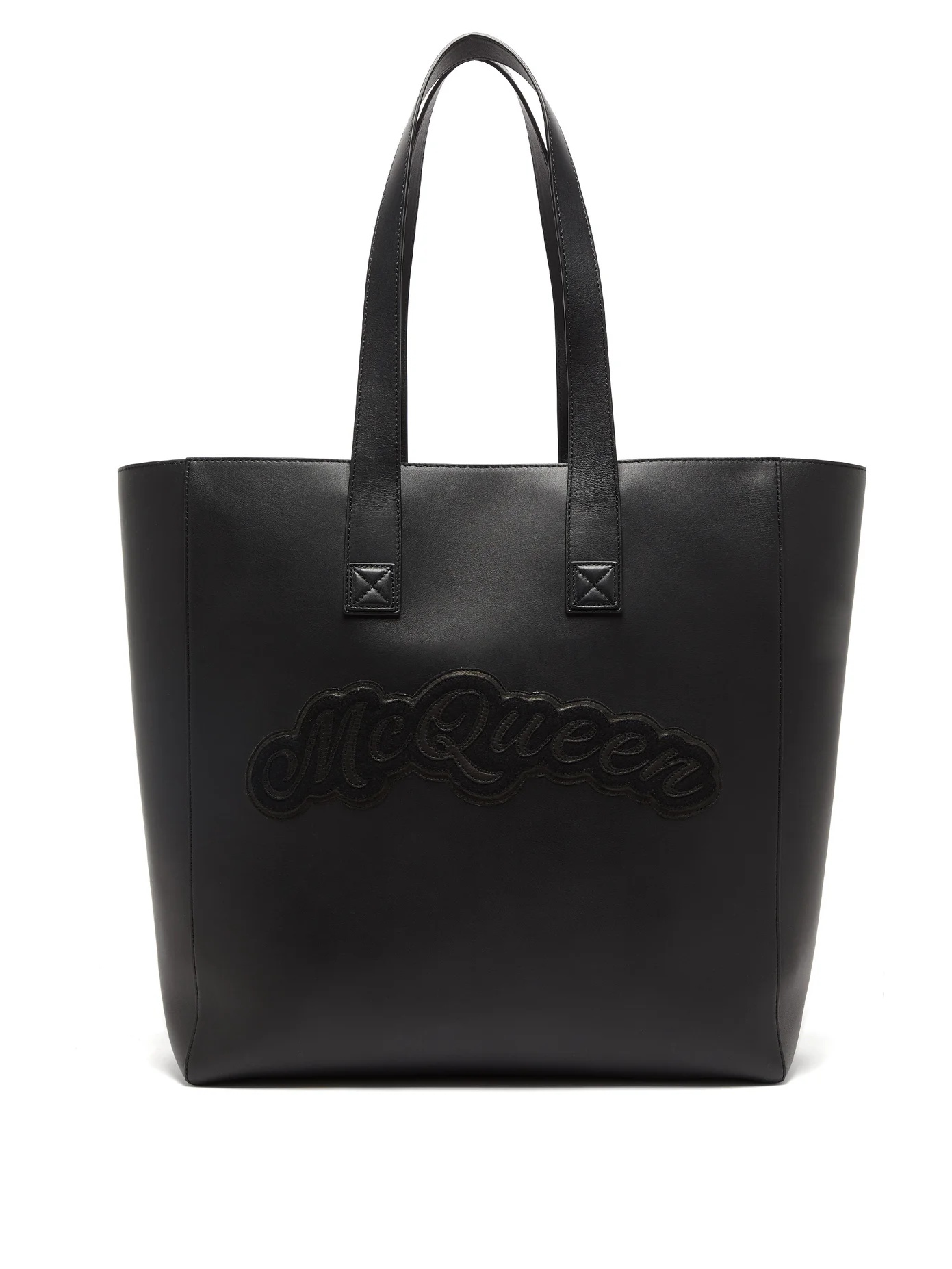 Rock logo-appliqué leather tote bag - 1