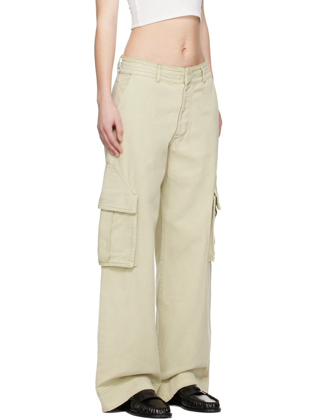 Beige Faded Cargo Pants - 2