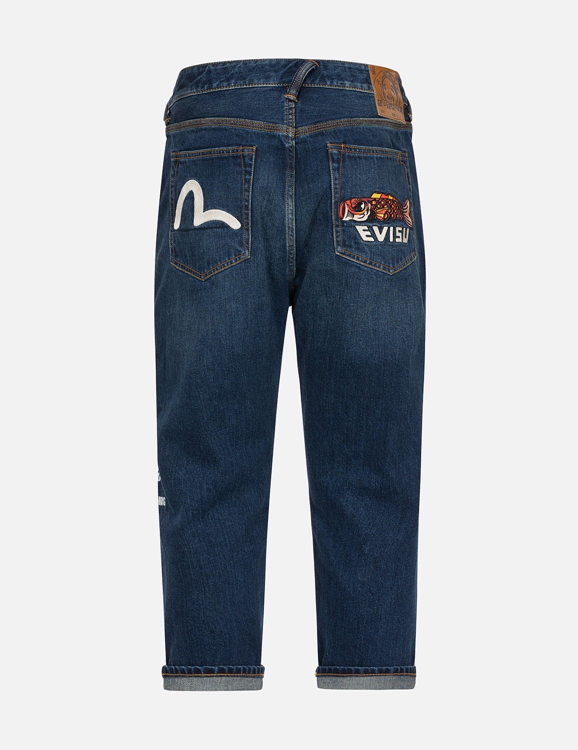 Koinobori Print and Seagull Embroidery Cropped-Fit Jeans #2027 - 1