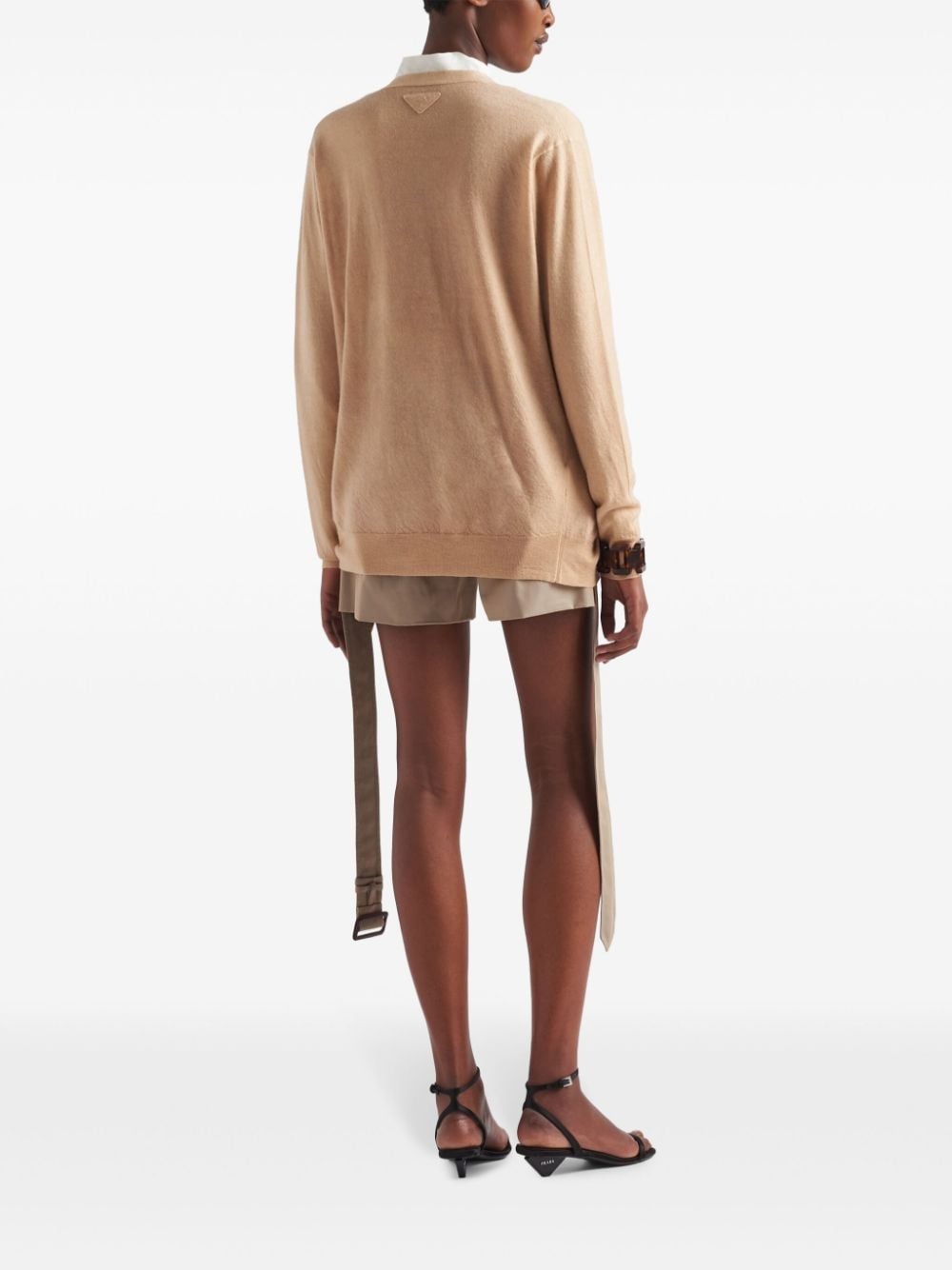 triangle-logo cashmere cardigan - 3