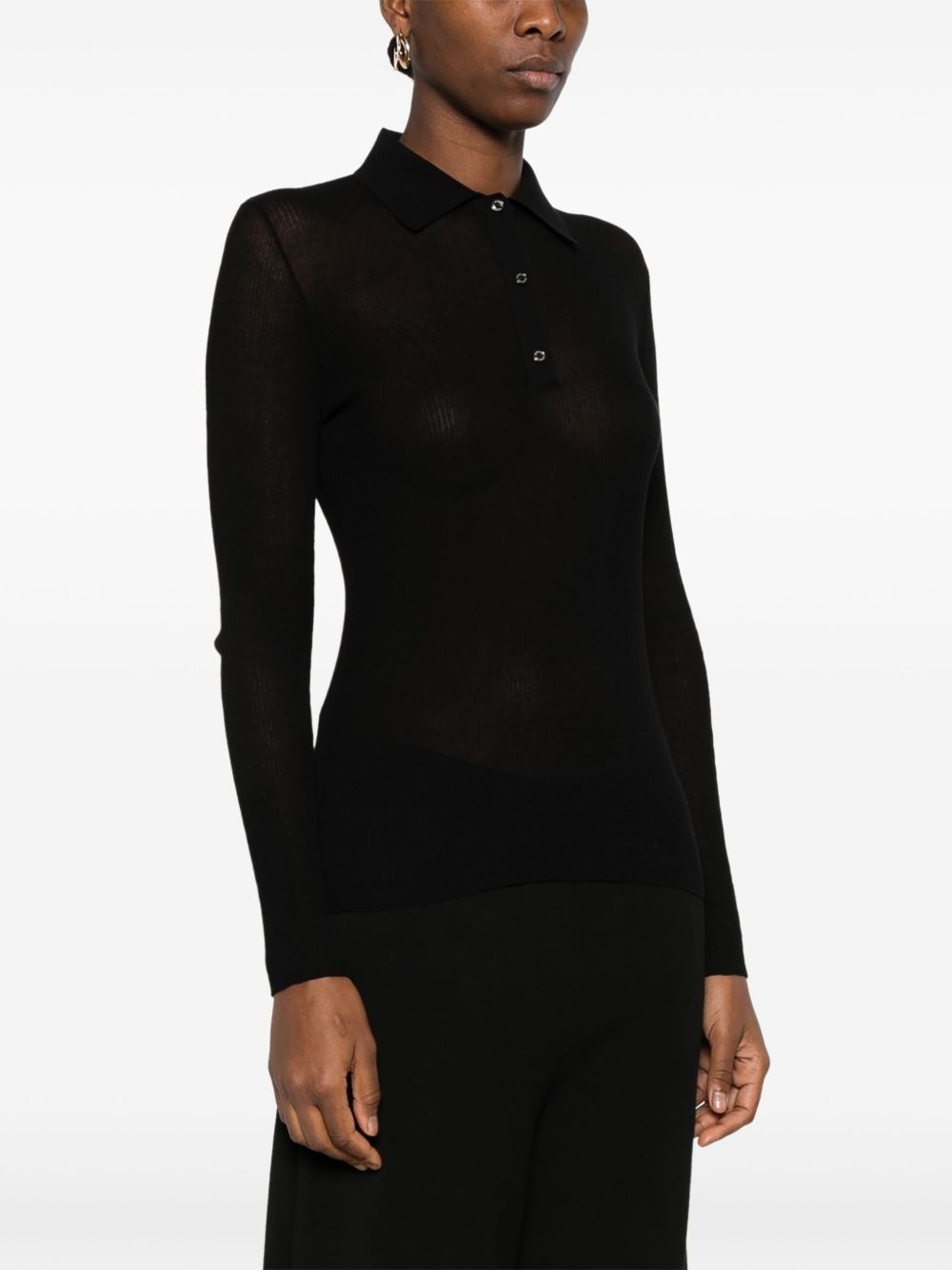 fine-ribbed polo top - 3
