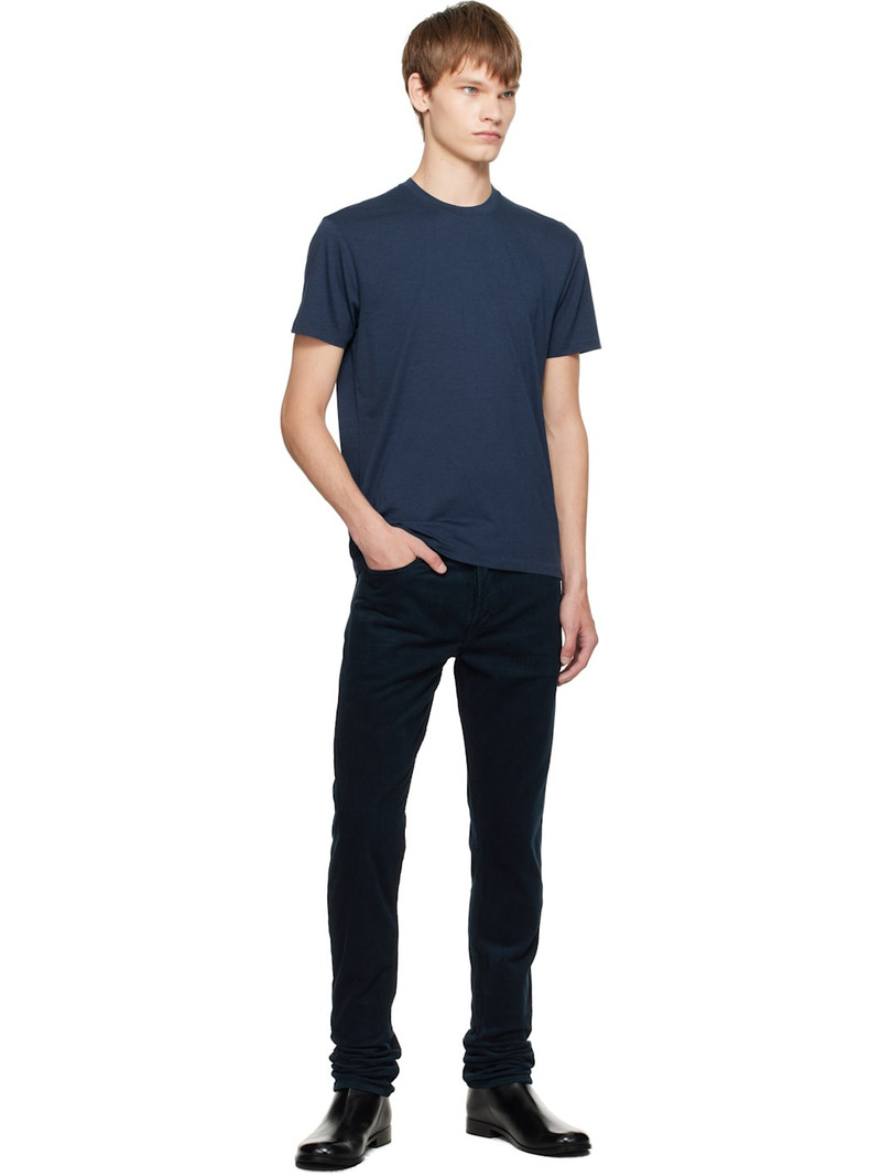 TOM FORD Navy Lyocell Cotton Crewneck T-shirt outlook