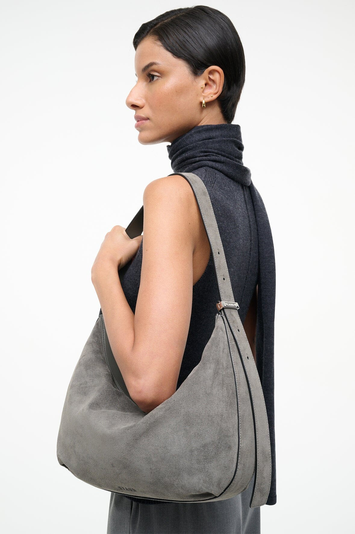 STAUD LARGE DEMY SHOULDER BAG STORM SUEDE - 7