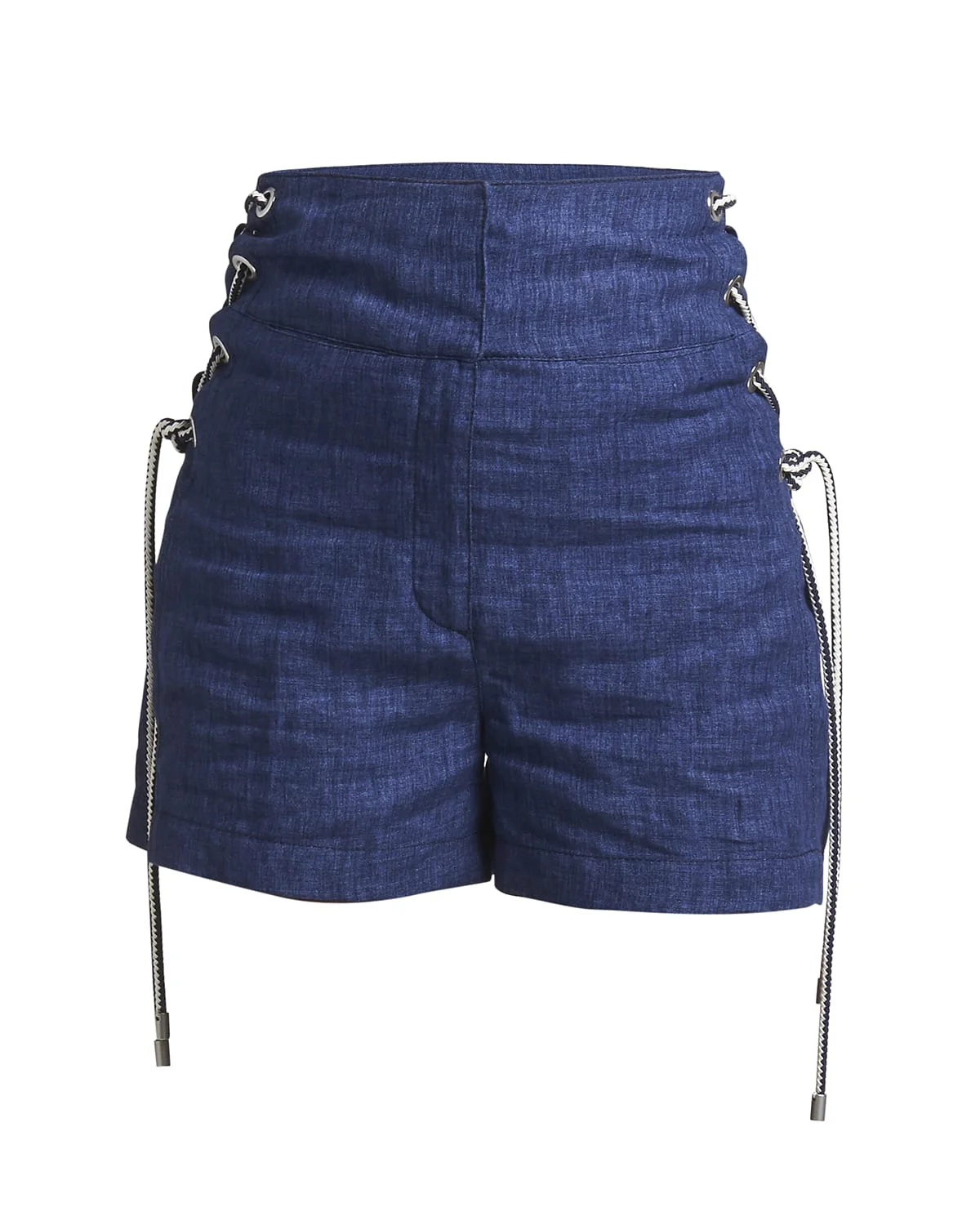 Lace-Up Sides Linen Shorts - 1