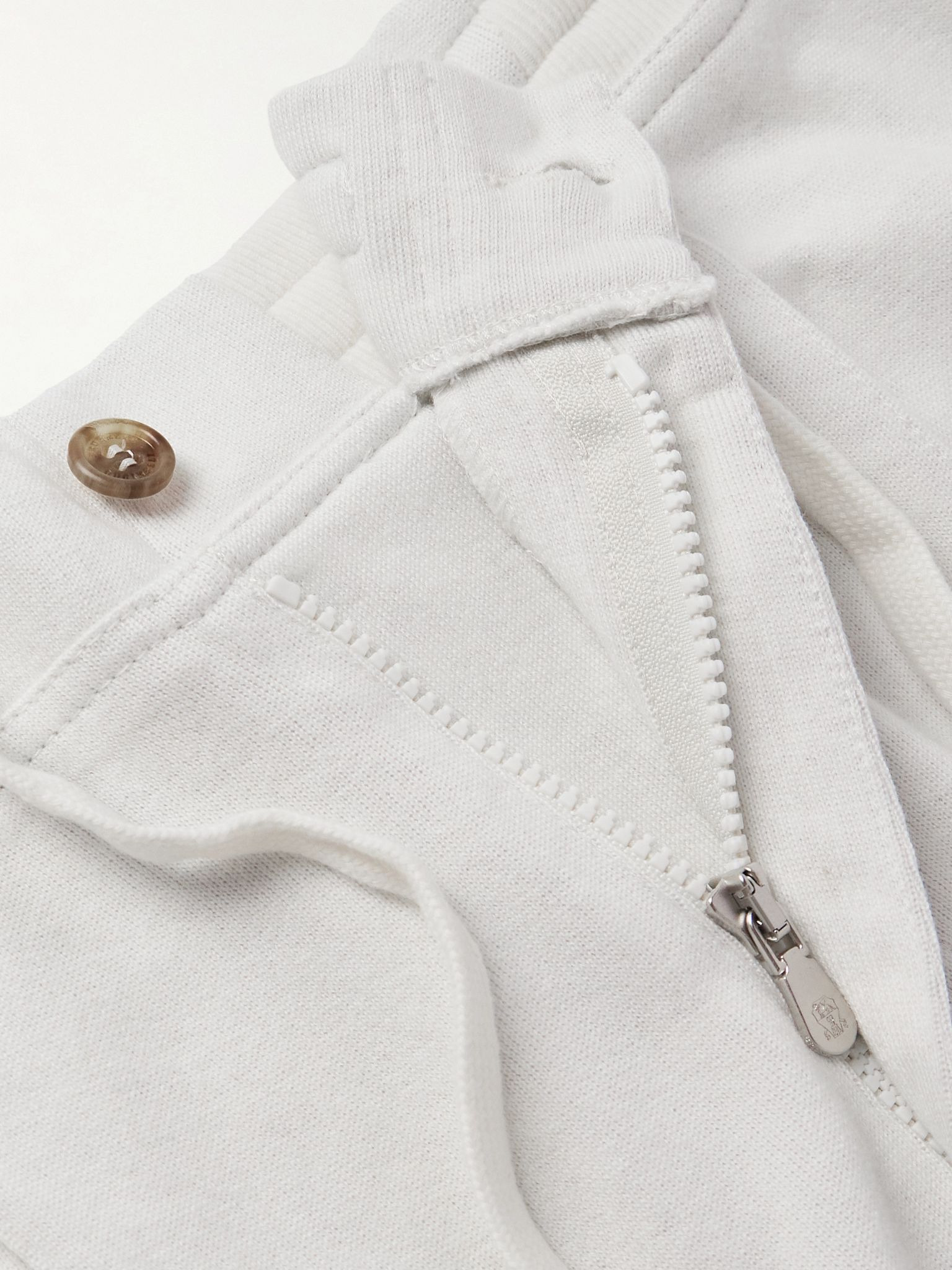 Tapered Pleated Cashmere-Blend Jersey Sweatpants White - 6