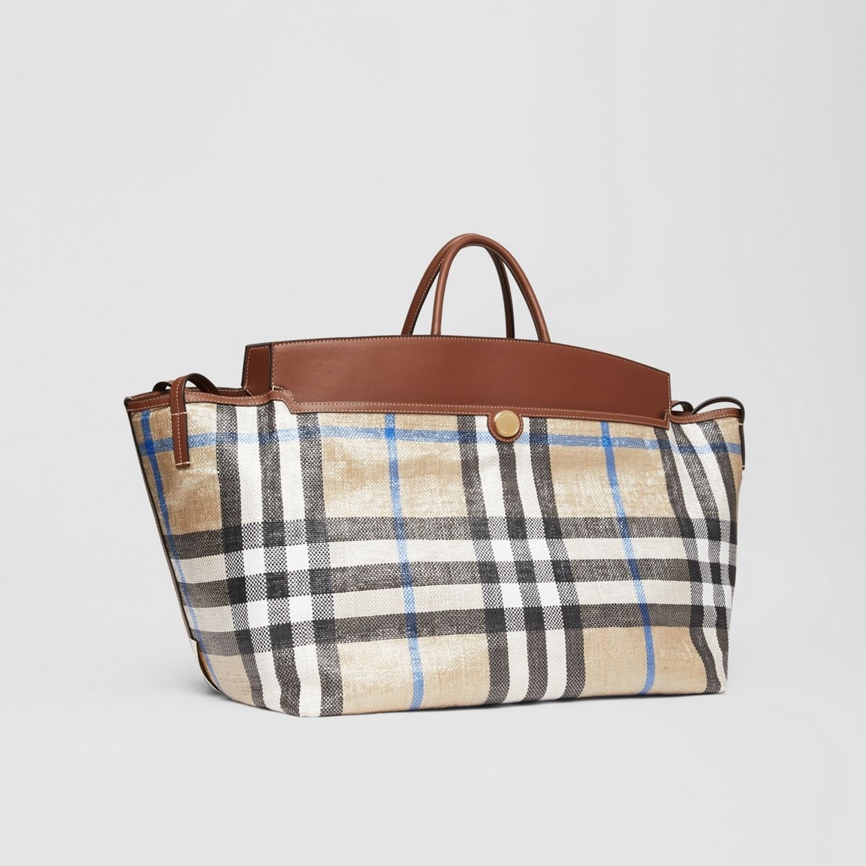 Woven Check and Leather Society Holdall - 7