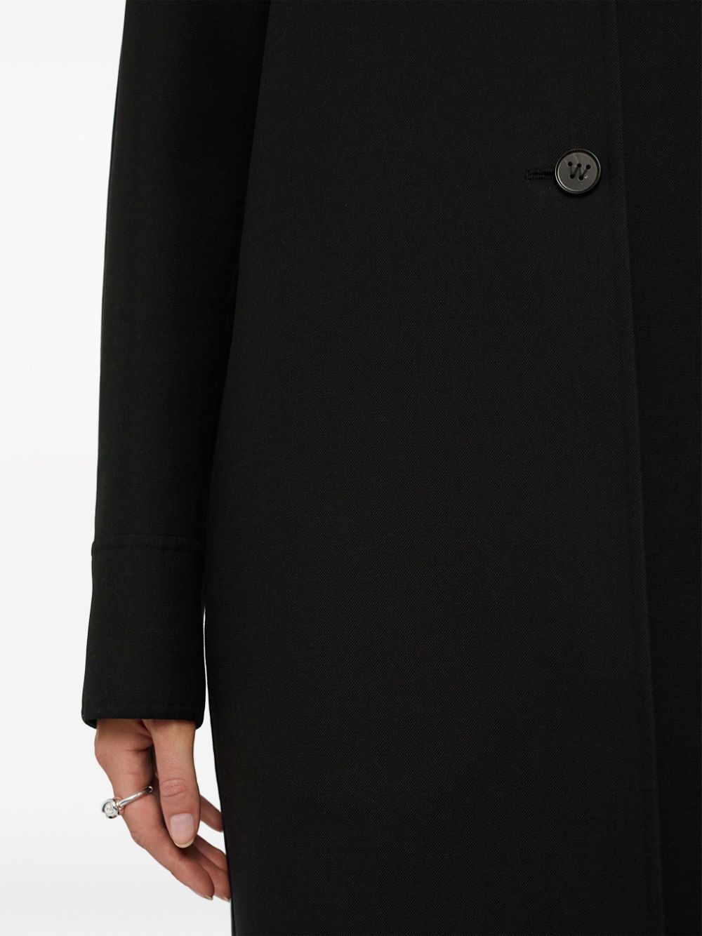 asymmetric-hem cotton coat - 4