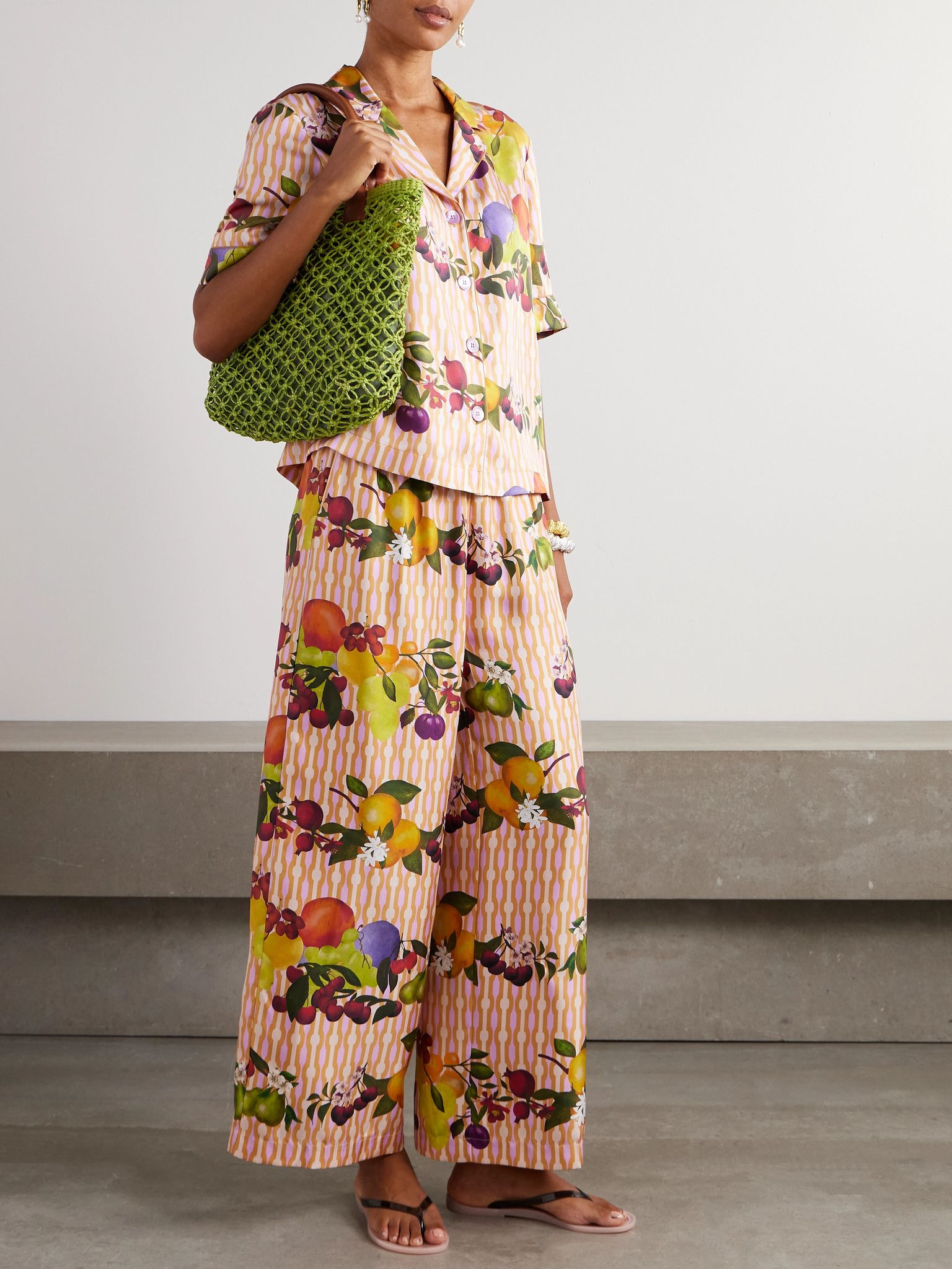 Cannelle printed silk-twill wide-leg pants Multi - 2
