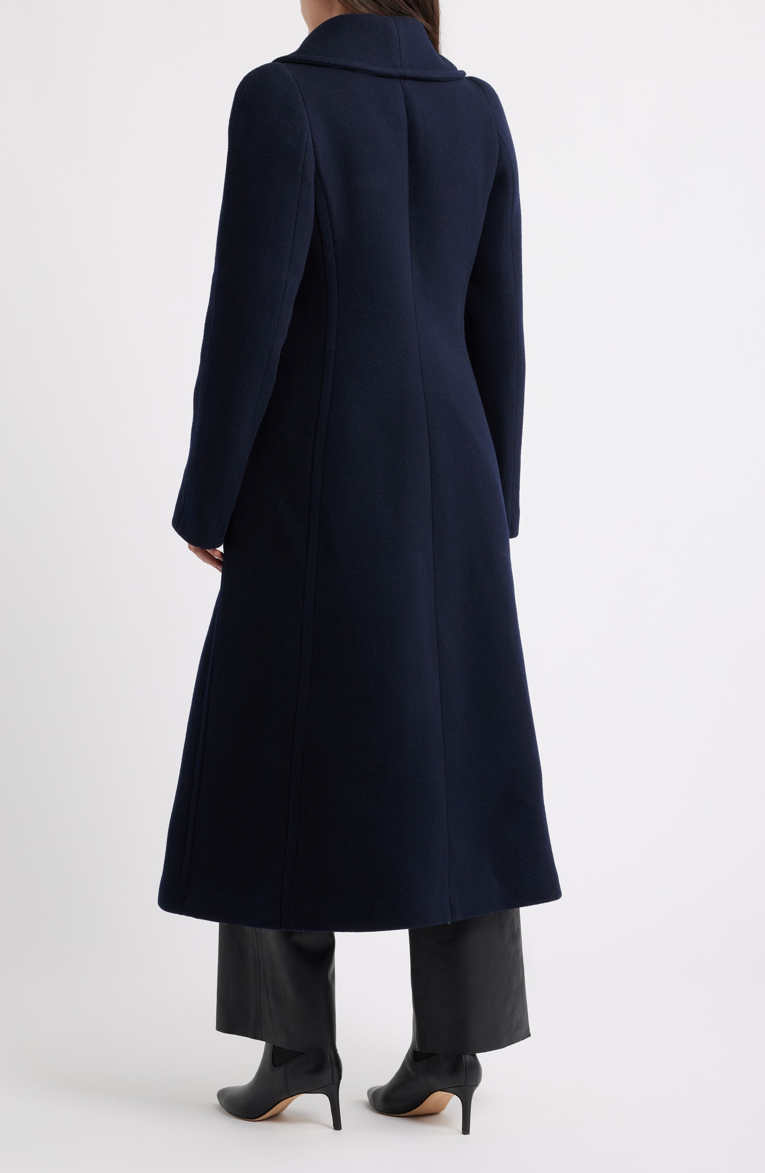 Alaïa Double Face Merino Wool Curved Coat in Minuit at Nordstrom - 2