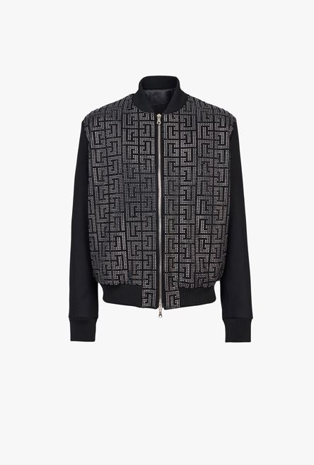 Teddy jacket with embroidered black and silver Balmain monogram - 1