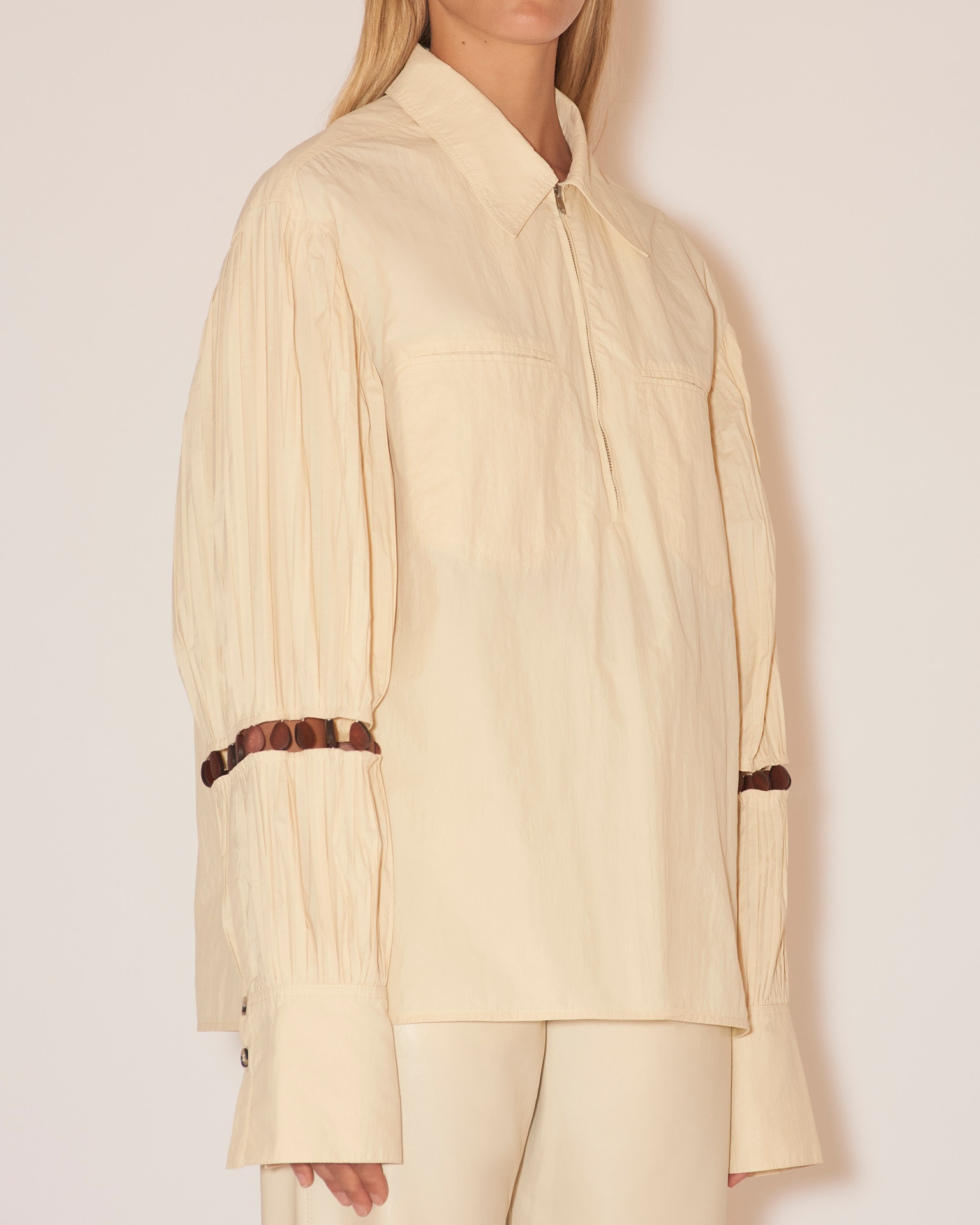 BRIGA - Pleat sleeve top - Creme - 2