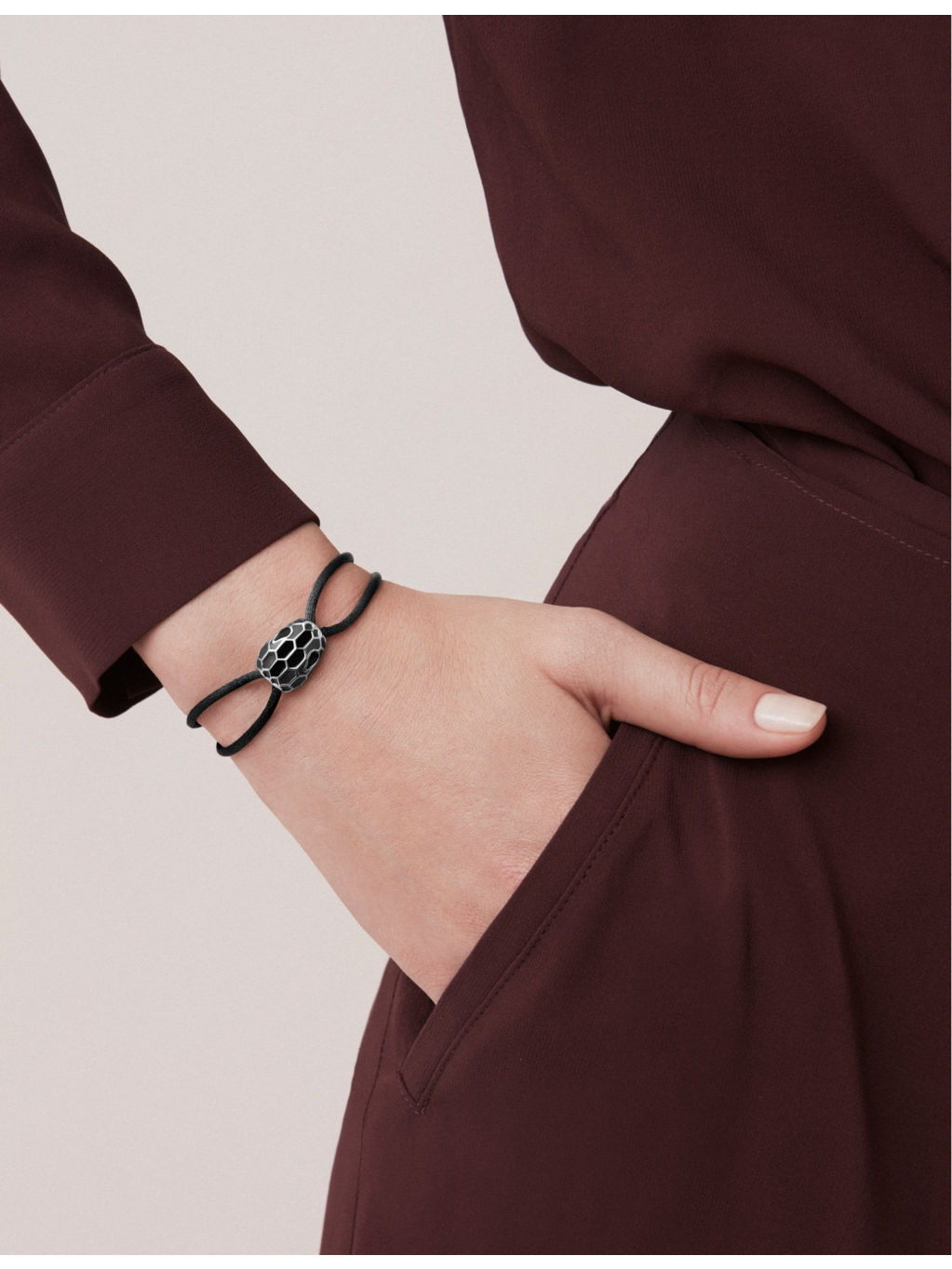 Serpenti Forever 18ct yellow-gold plated brass and cord bracelet - 2