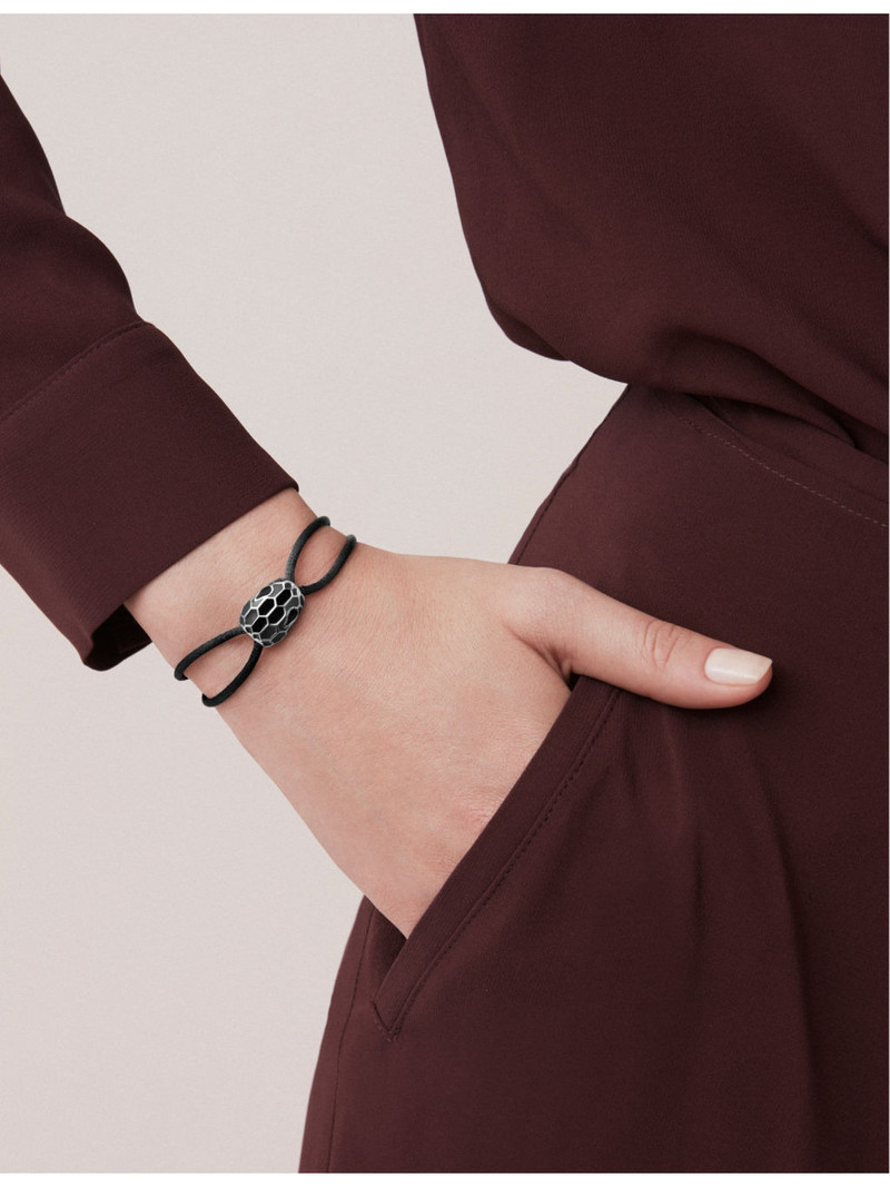 BVLGARI Serpenti Forever 18ct yellow-gold plated brass and cord bracelet outlook