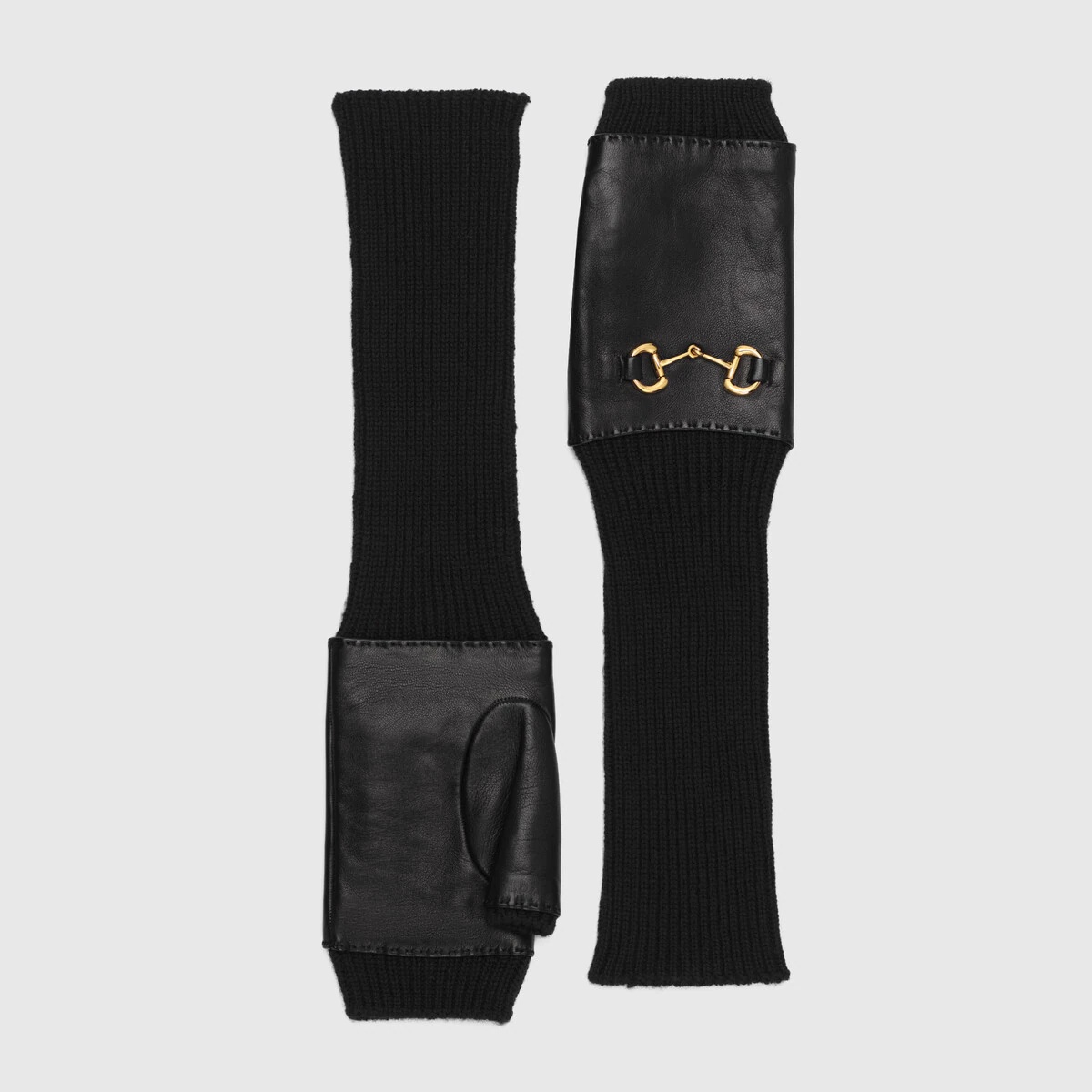 Long fingerless wool gloves - 1