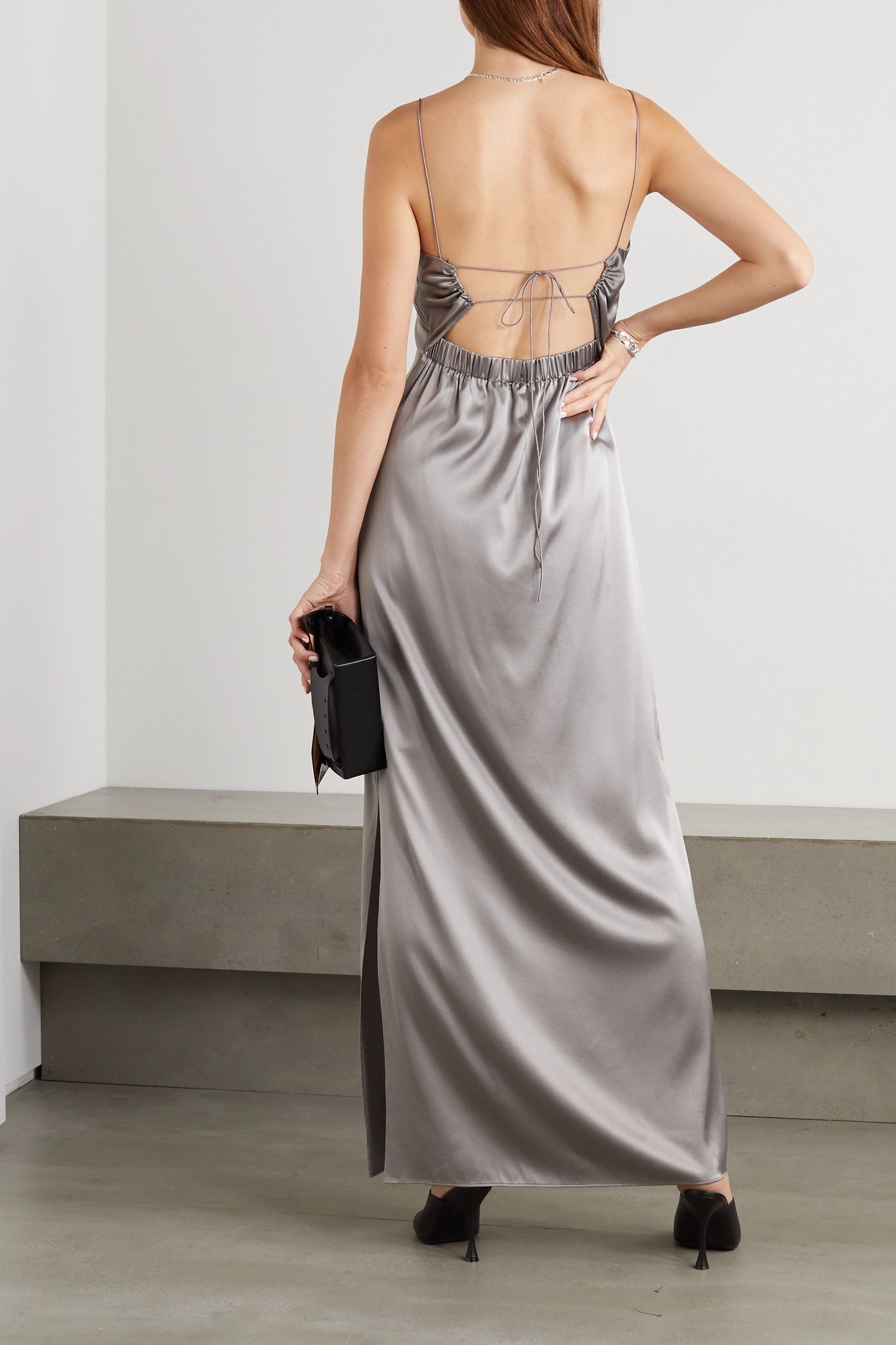 Open-back stretch-silk satin maxi dress - 3