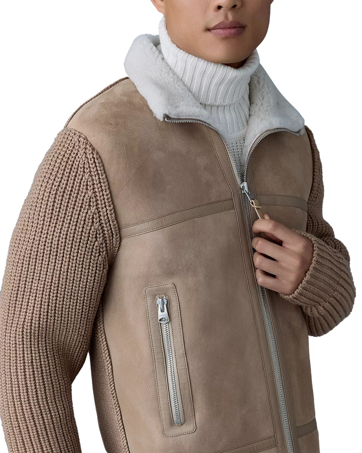 Mixed Media Zip Front Jacket - 6