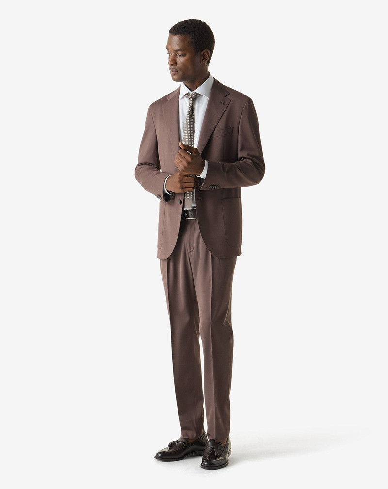 CORNELIANI Brown wool and silk gabardine suit outlook