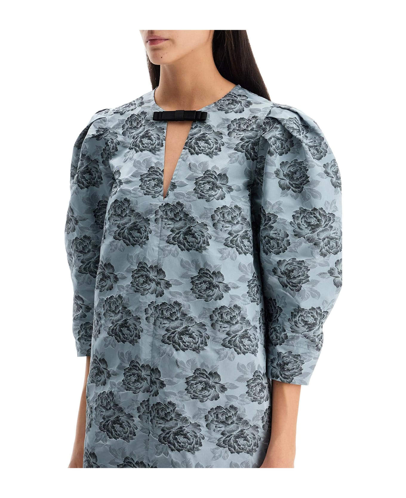 Botanical Jacquard Mini Dress - 4