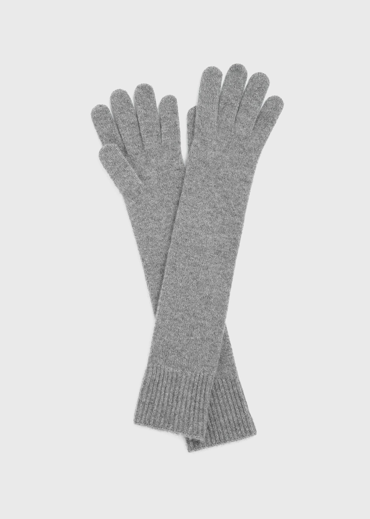 Long knit gloves grey melange - 3