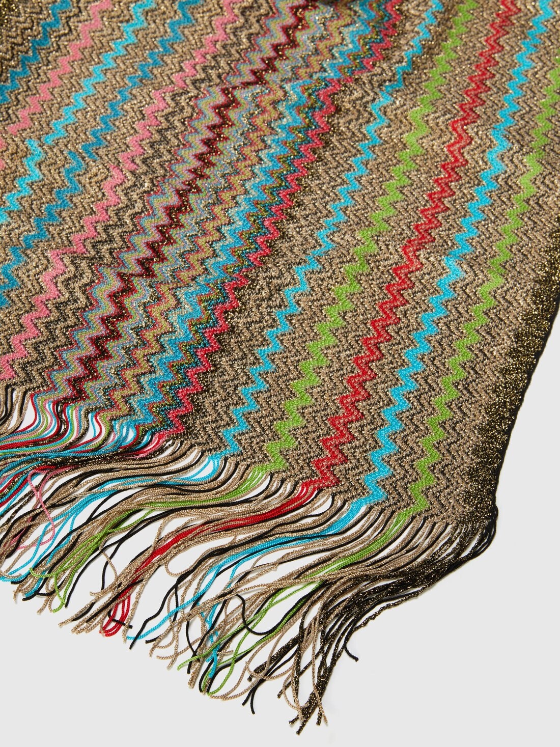 Zig zag viscose blend scarf with long fringes - 2