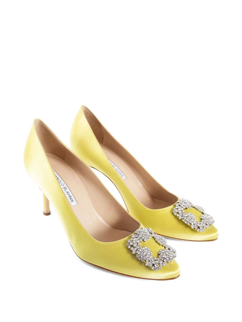 Manolo Blahnik 70mm Hangisi crystal-buckle satin pumps outlook