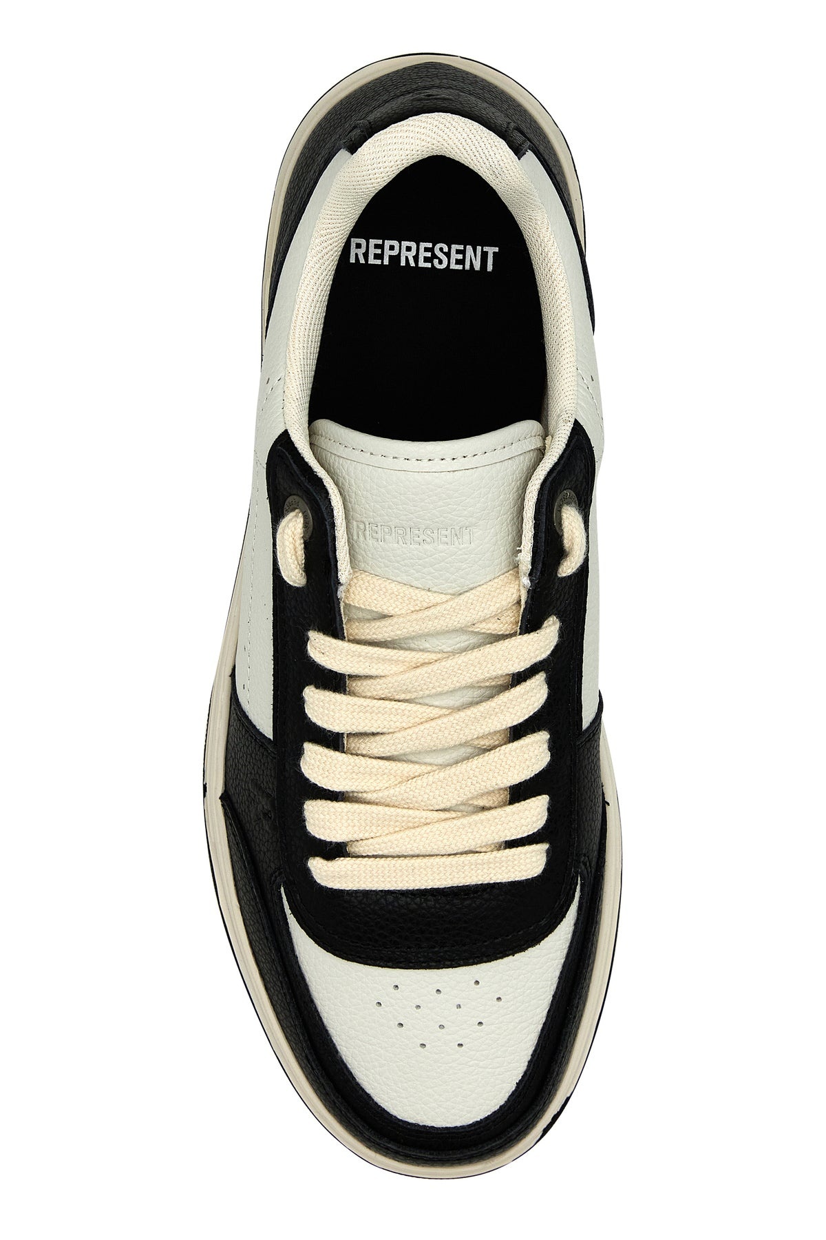 Two-tone leather and suede Initial sneakers - 4