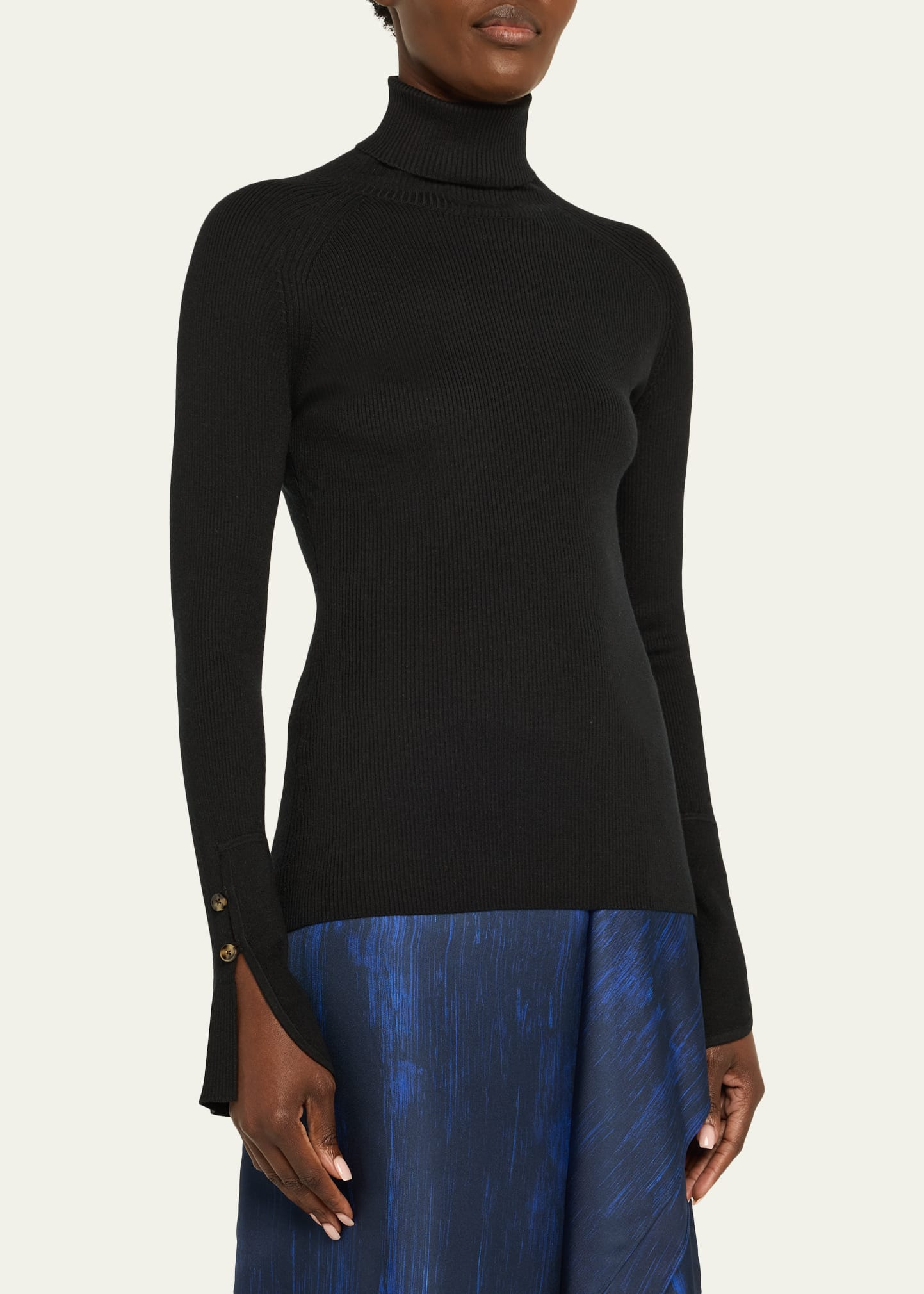 Belle Ribbed Silk Cashmere Turtleneck - 4