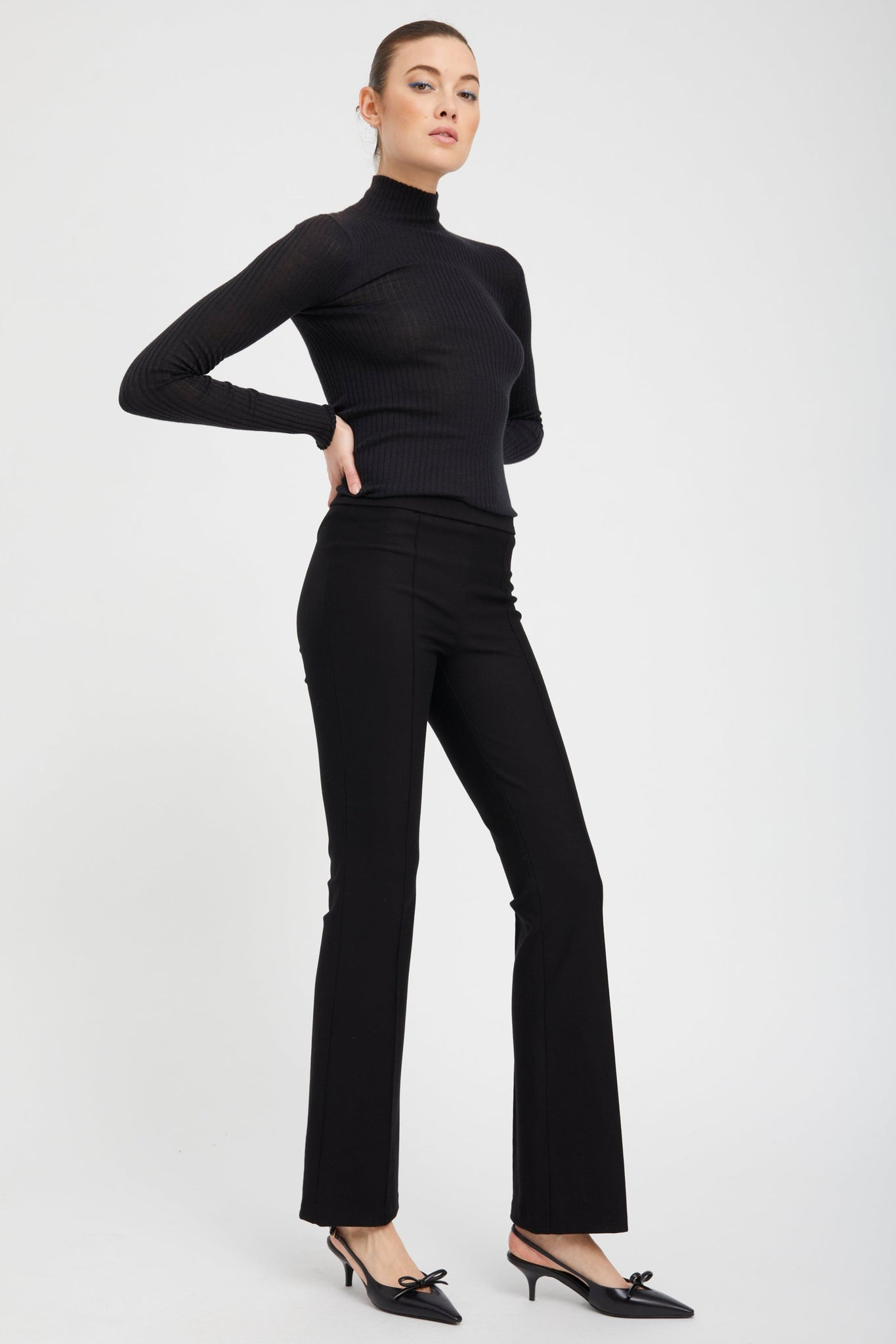 BLACK CASHMERE MOCK NECK - 2