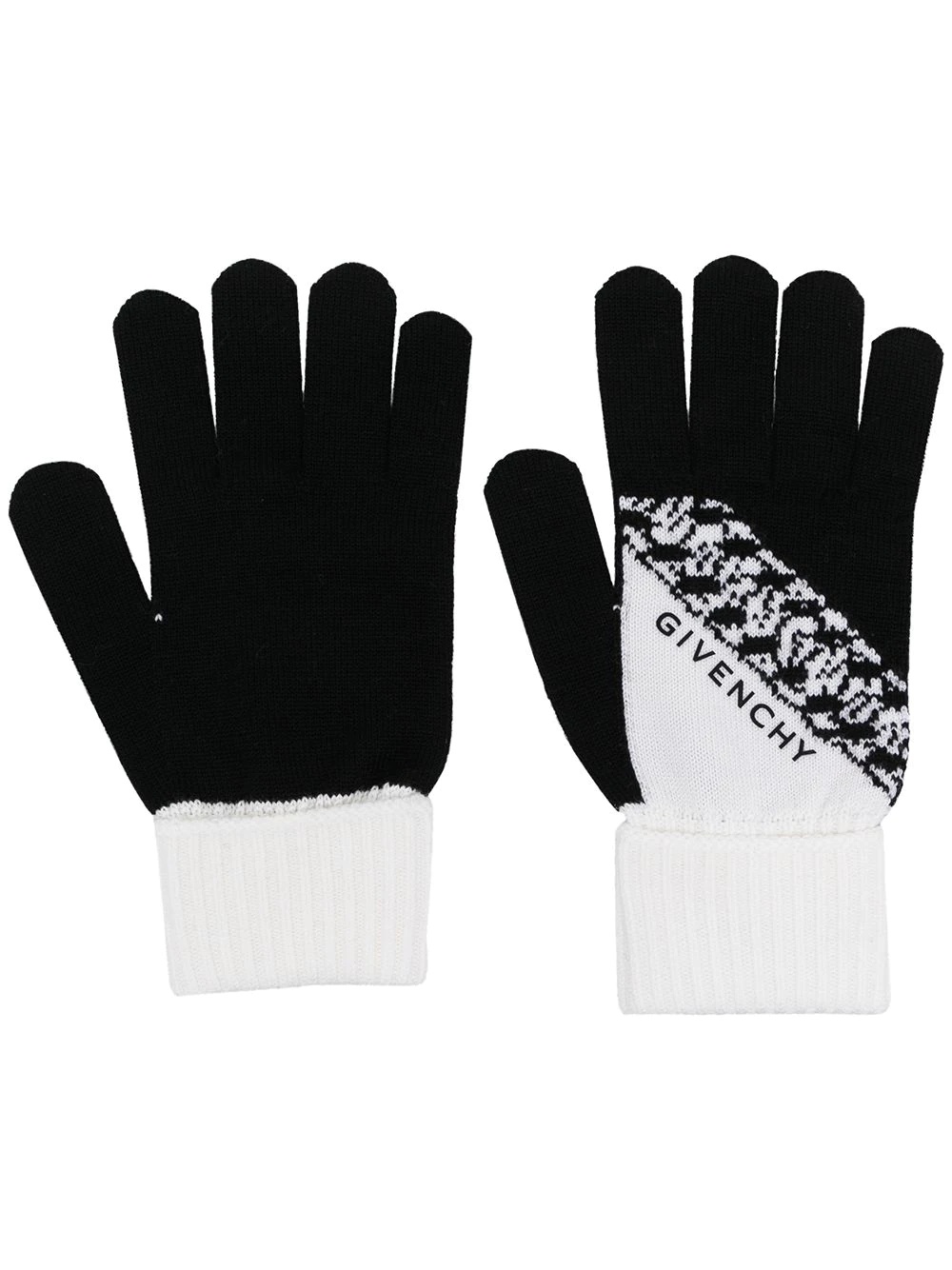 logo-intarsia wool gloves - 1